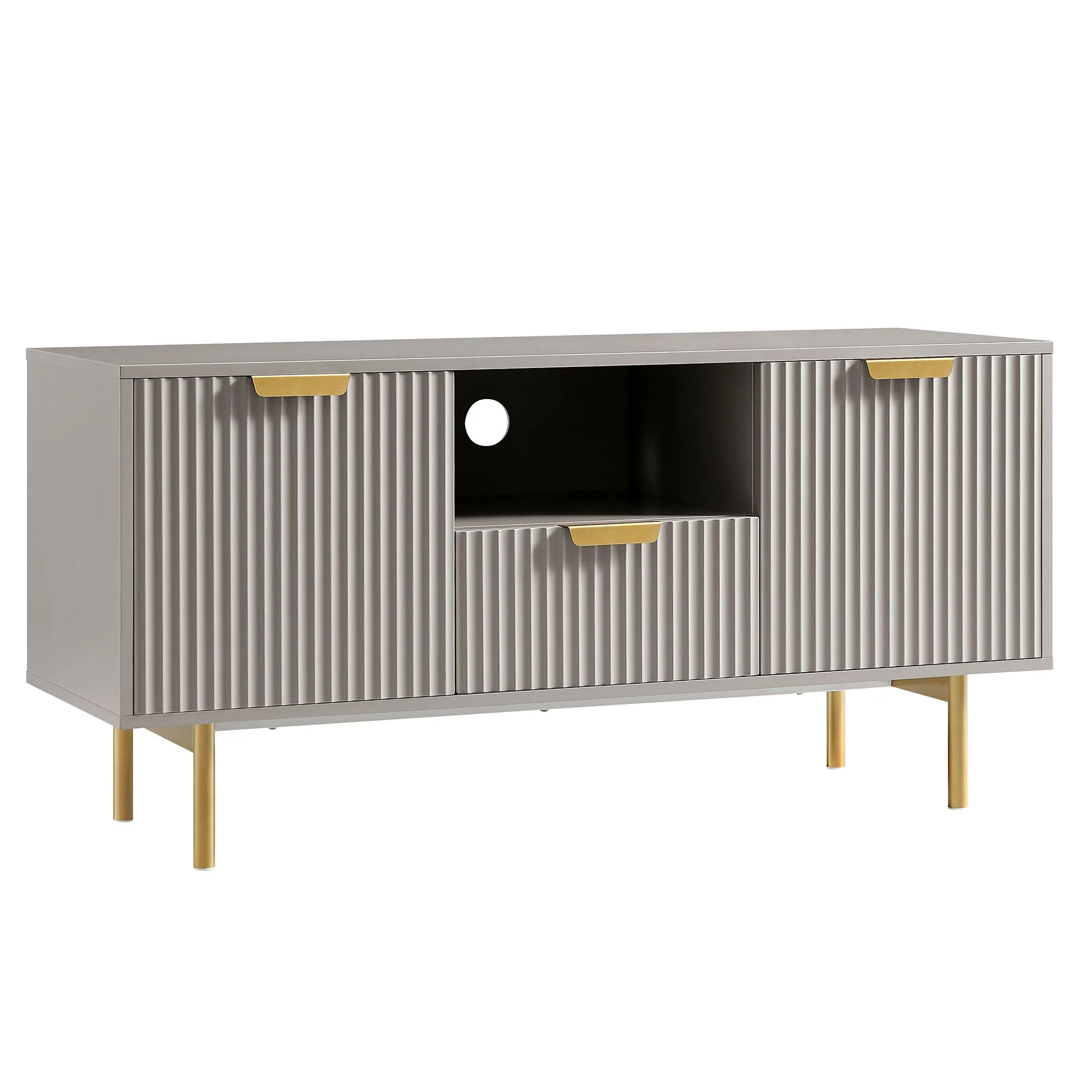Richmond Ridged 120cm Wide TV Media Unit, Matte Taupe - Image 5
