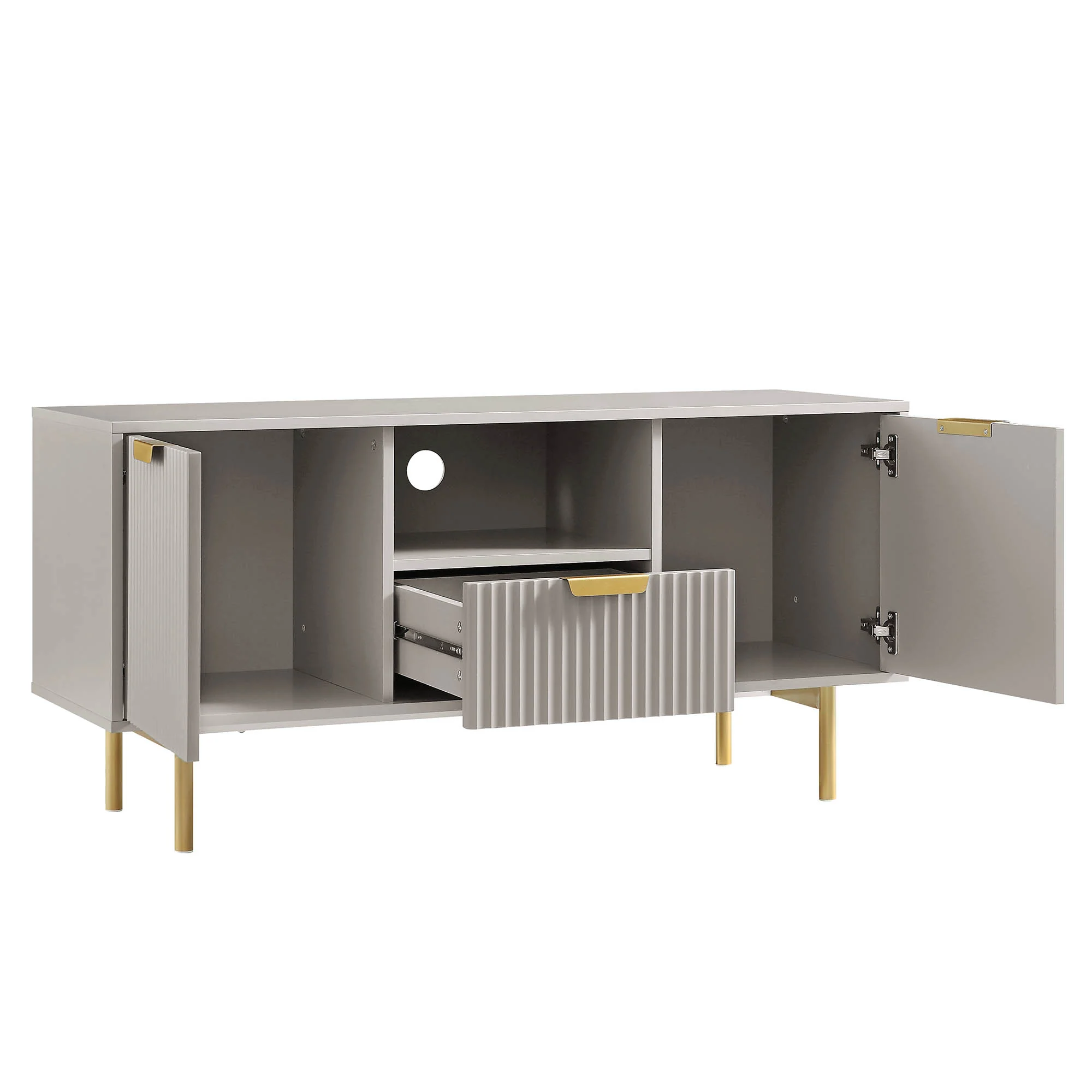Richmond Ridged 120cm Wide TV Media Unit, Matte Taupe - Image 7