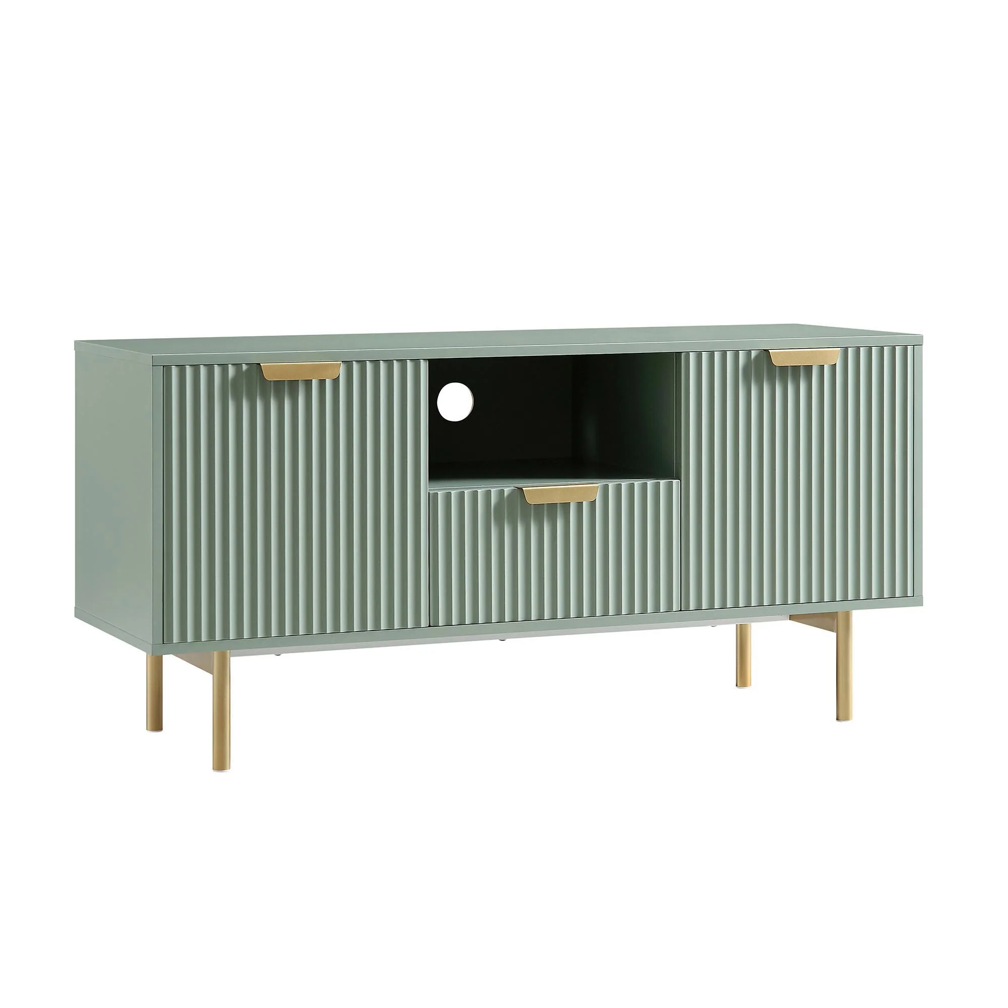 Richmond Ridged 120cm Wide TV Media Unit, Matte Sage Green - Image 4