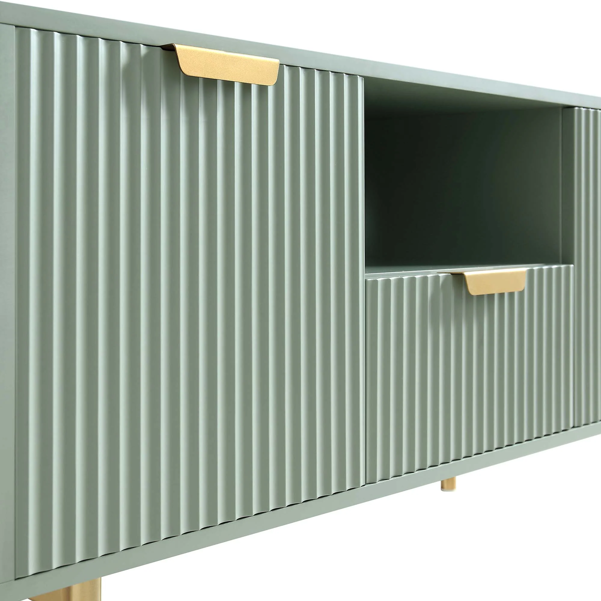 Richmond Ridged 120cm Wide TV Media Unit, Matte Sage Green - Image 9