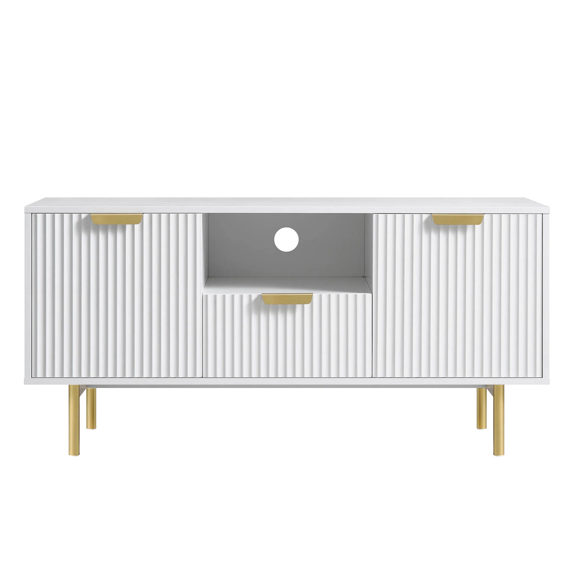 Richmond Ridged 120cm Wide TV Media Unit, Matte White - Image 3