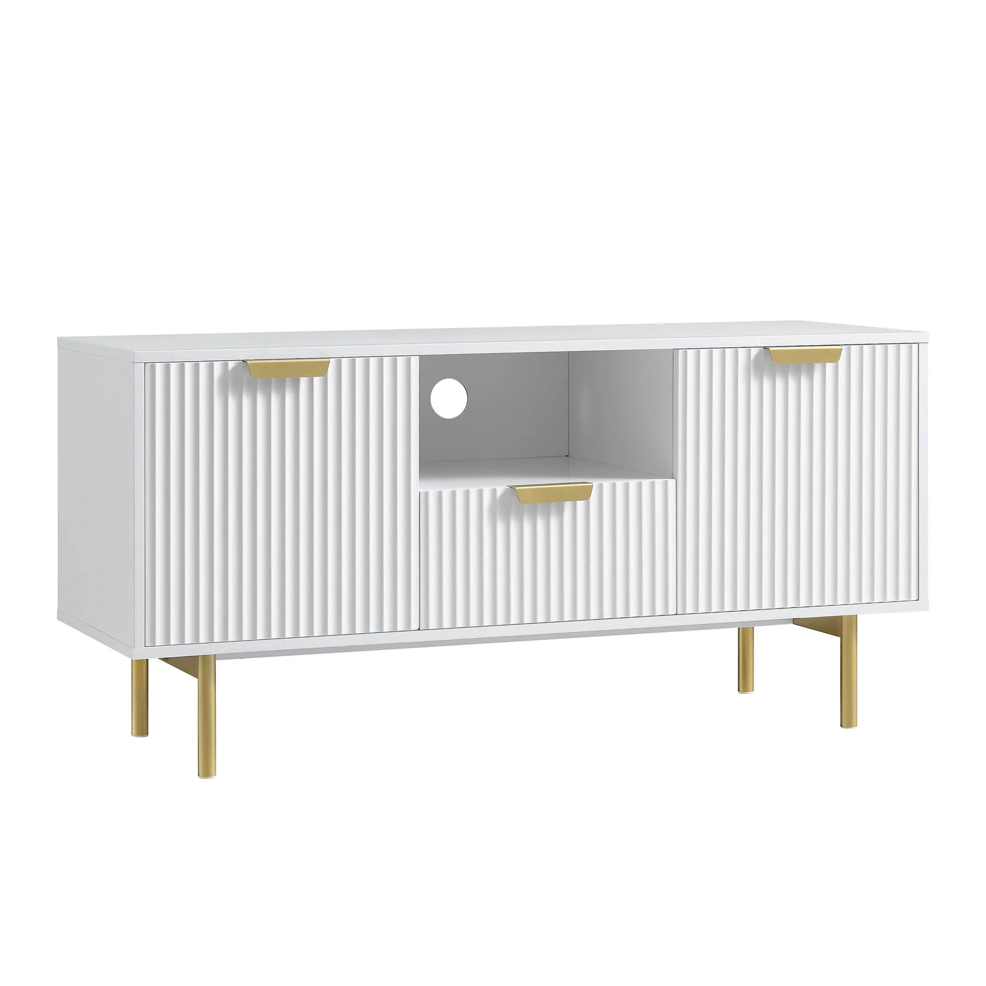 Richmond Ridged 120cm Wide TV Media Unit, Matte White - Image 4