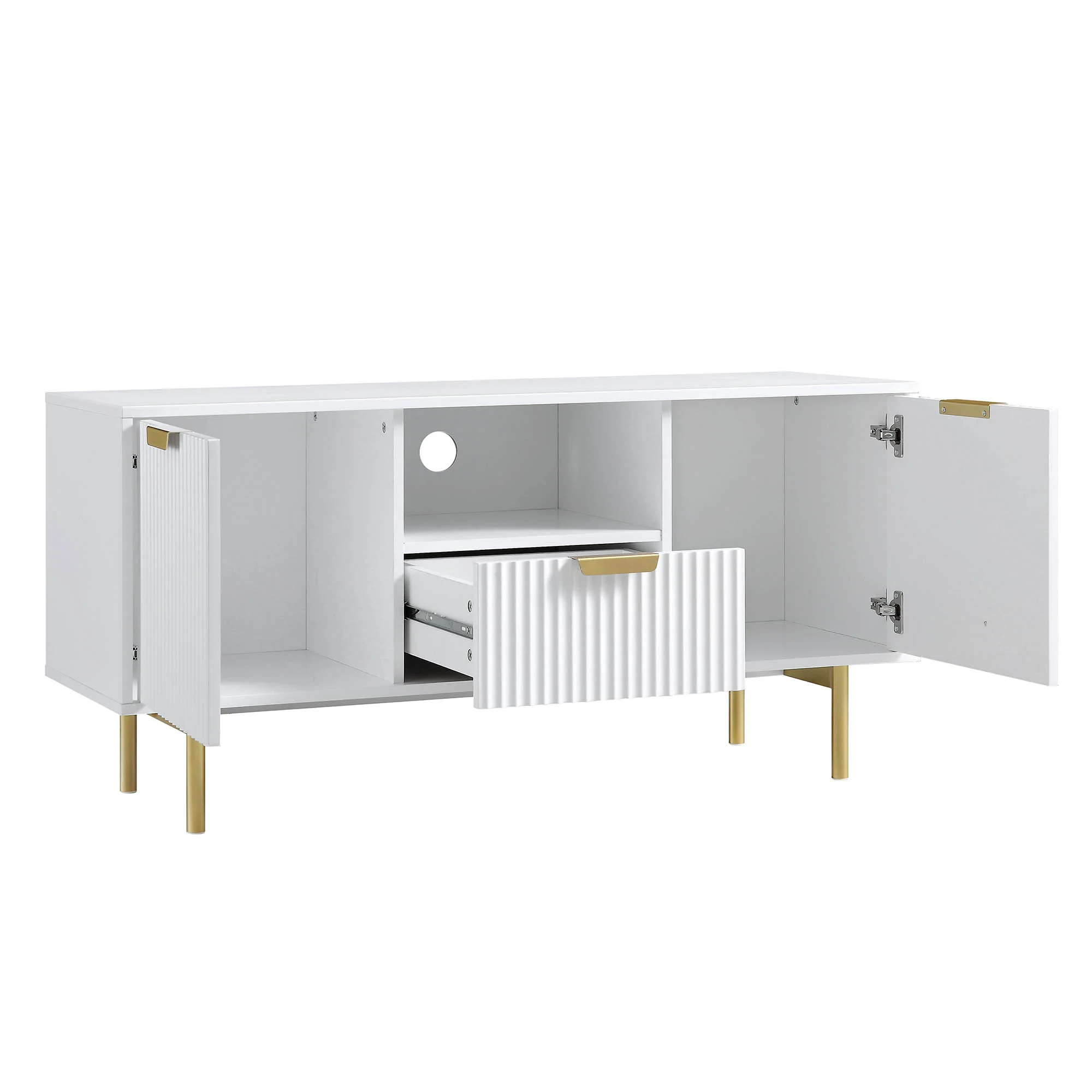 Richmond Ridged 120cm Wide TV Media Unit, Matte White - Image 6
