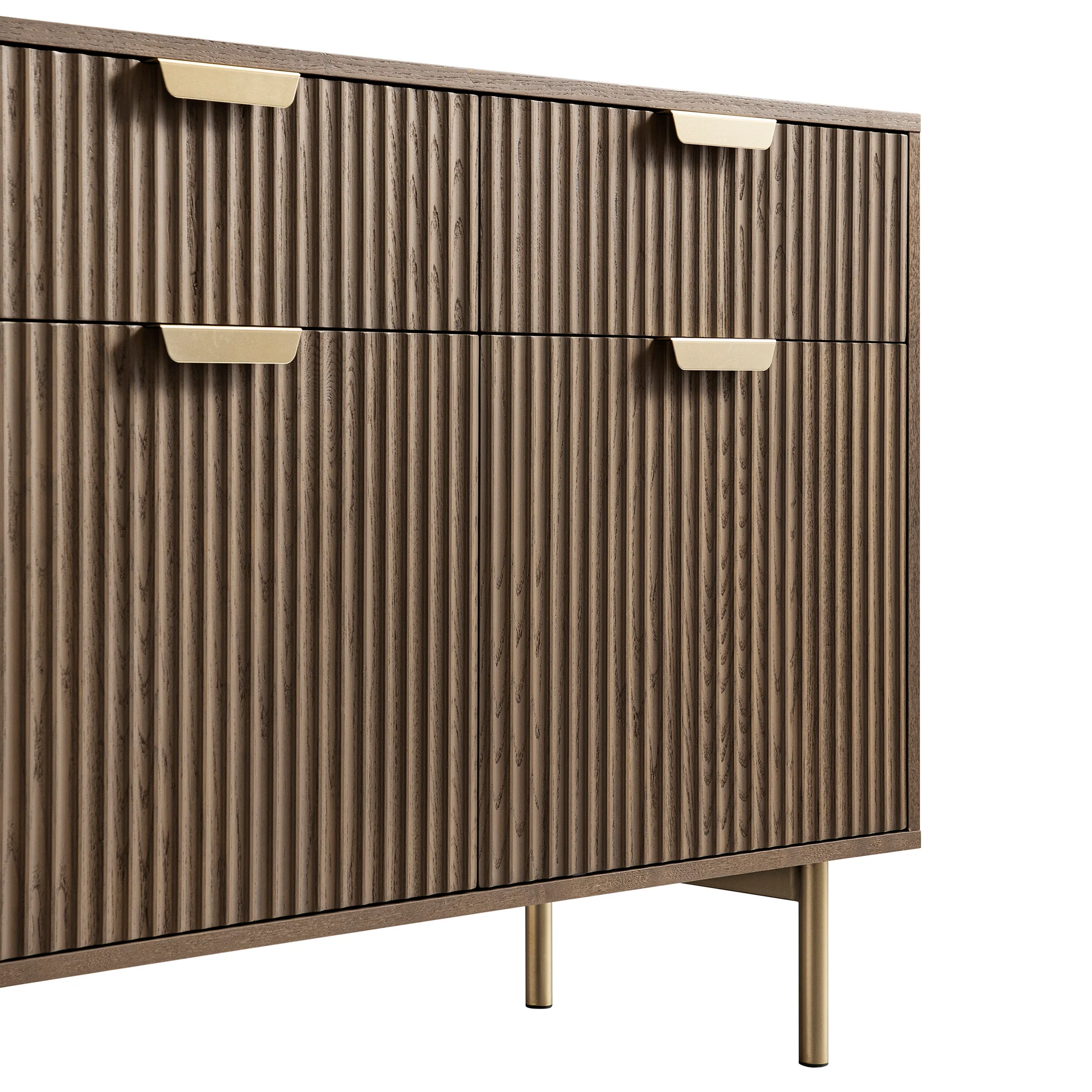 Richmond Ridged 2-Door Cabinet with Drawers, Dark Ash - Image 13