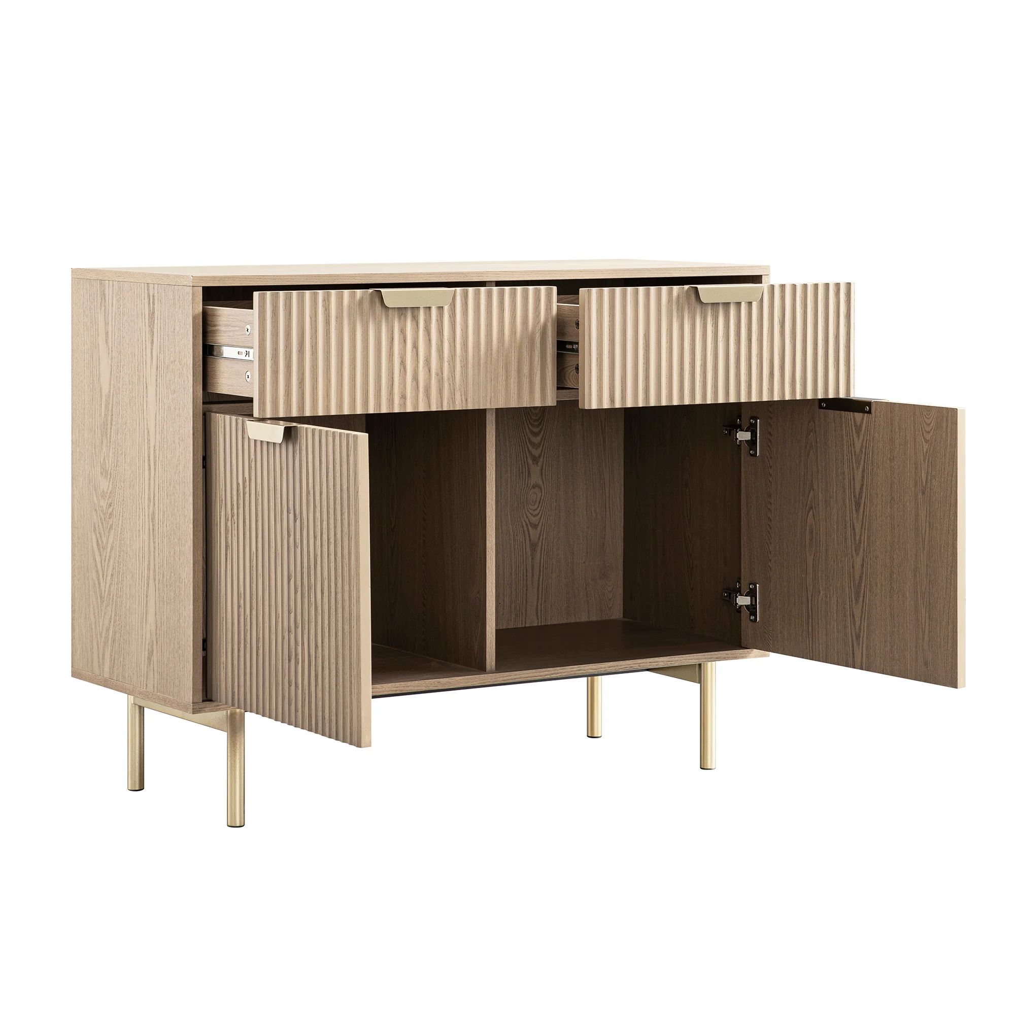 Richmond Ridged 2-Door Cabinet with Drawers, Light Ash - Image 10