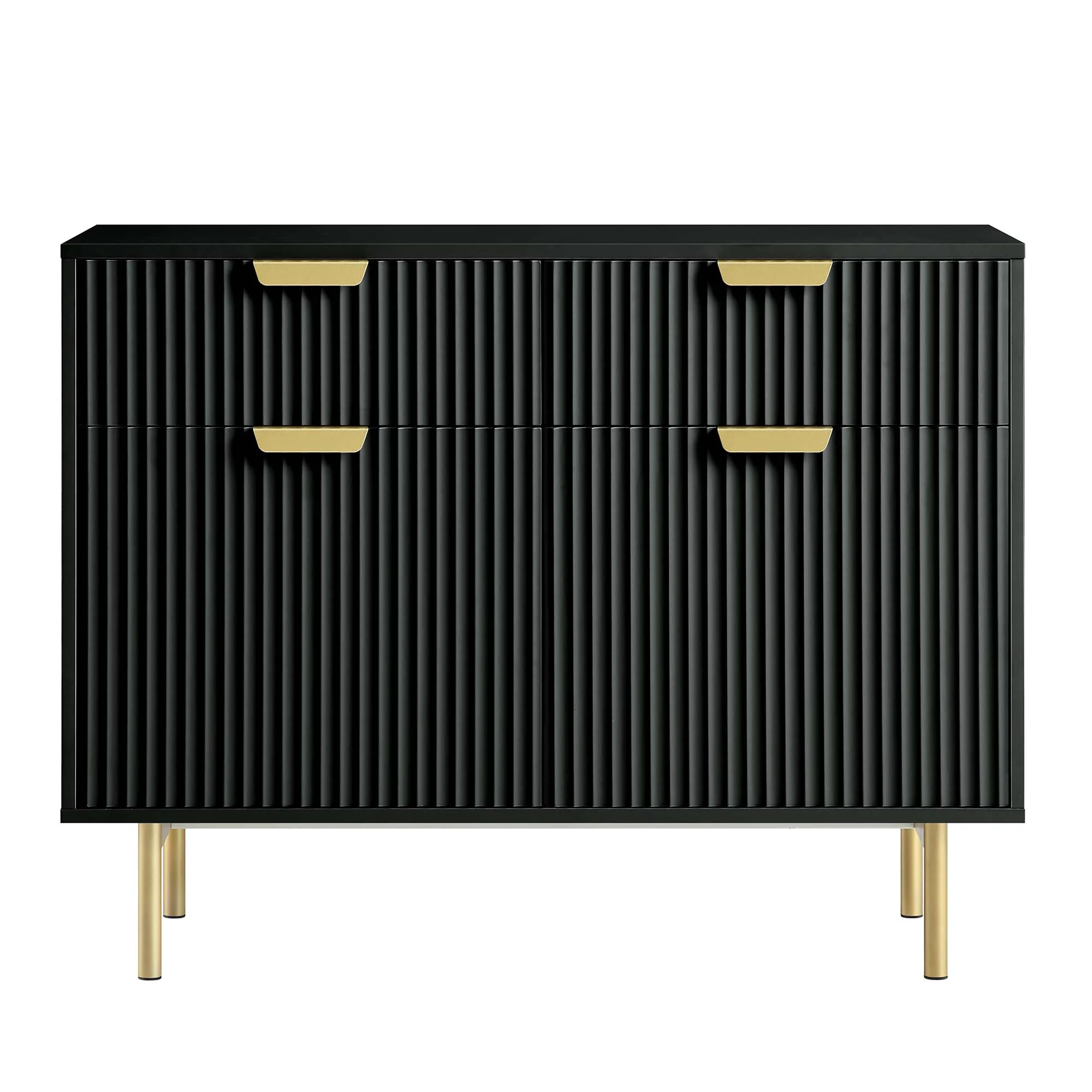 Richmond Ridged 2-Door Cabinet with Drawers, Matte Black - Image 4