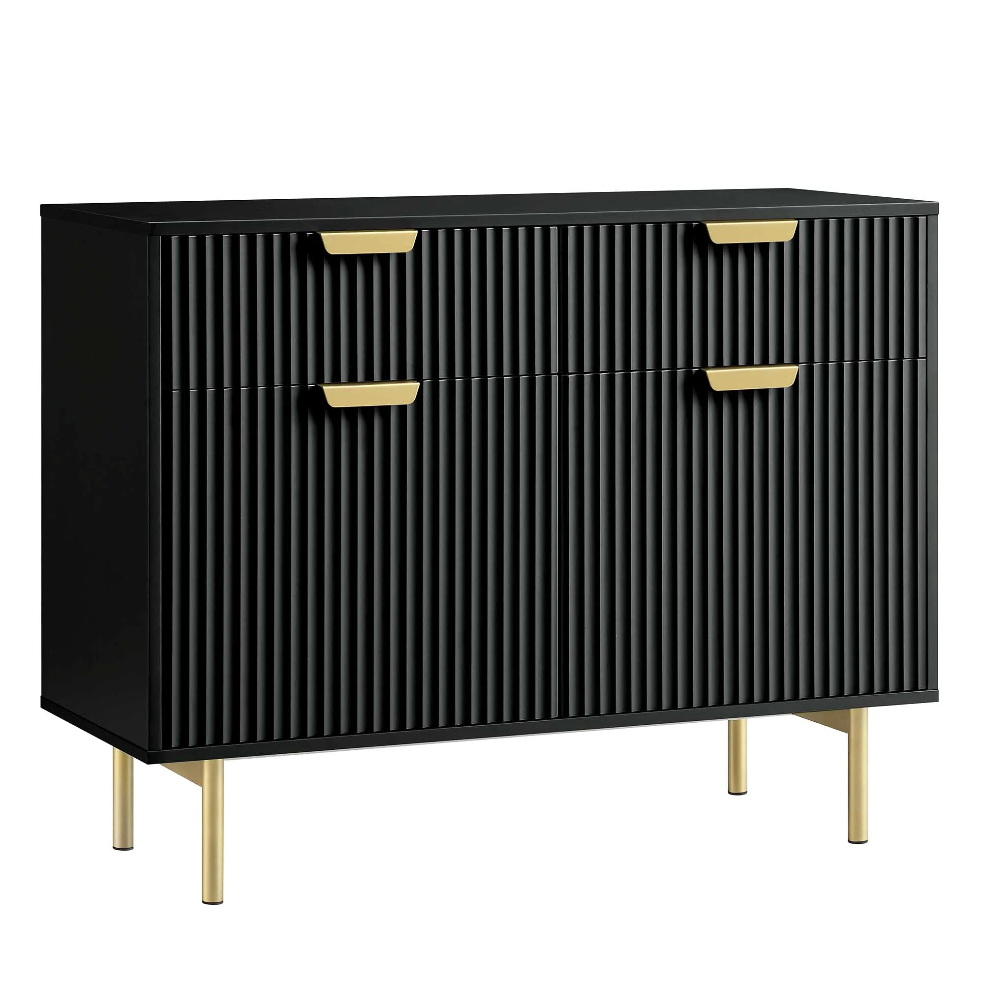 Richmond Ridged 2-Door Cabinet with Drawers, Matte Black - Image 5