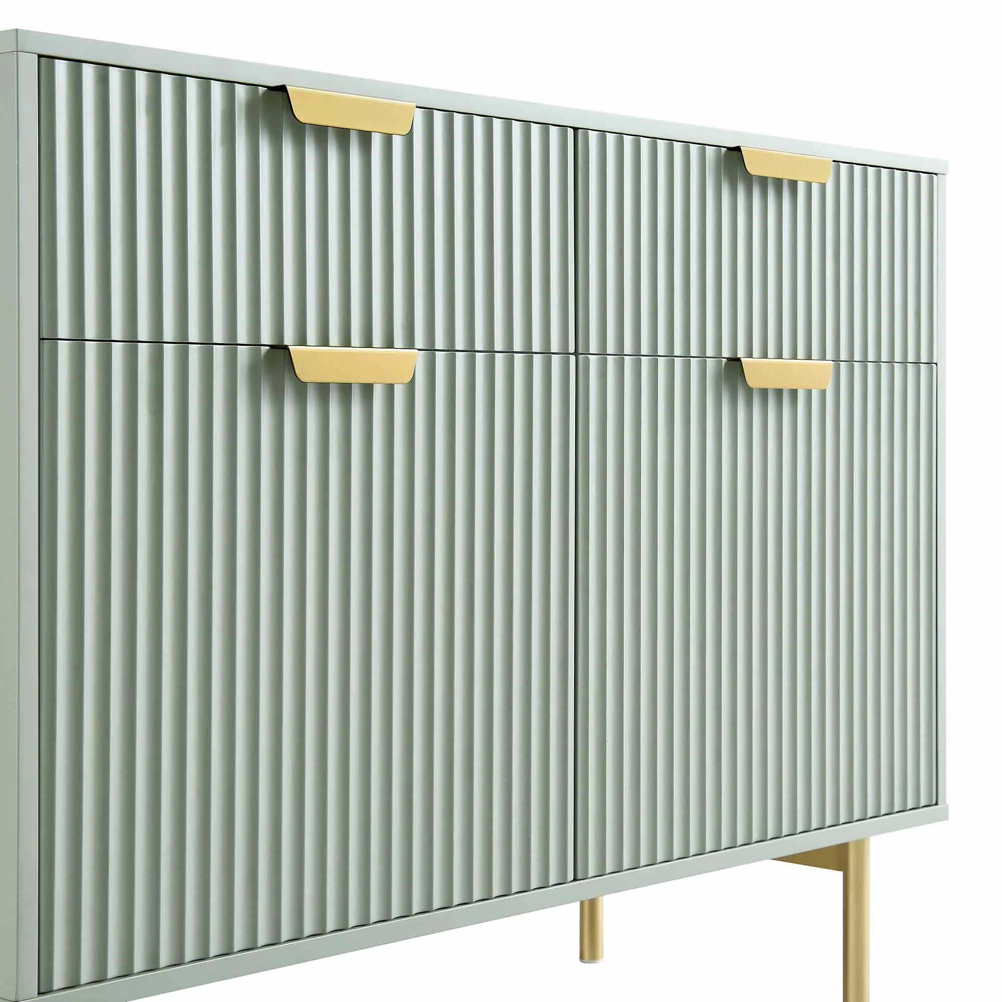 Richmond Ridged 2-Door Cabinet with Drawers, Matte Sage Green - Image 10