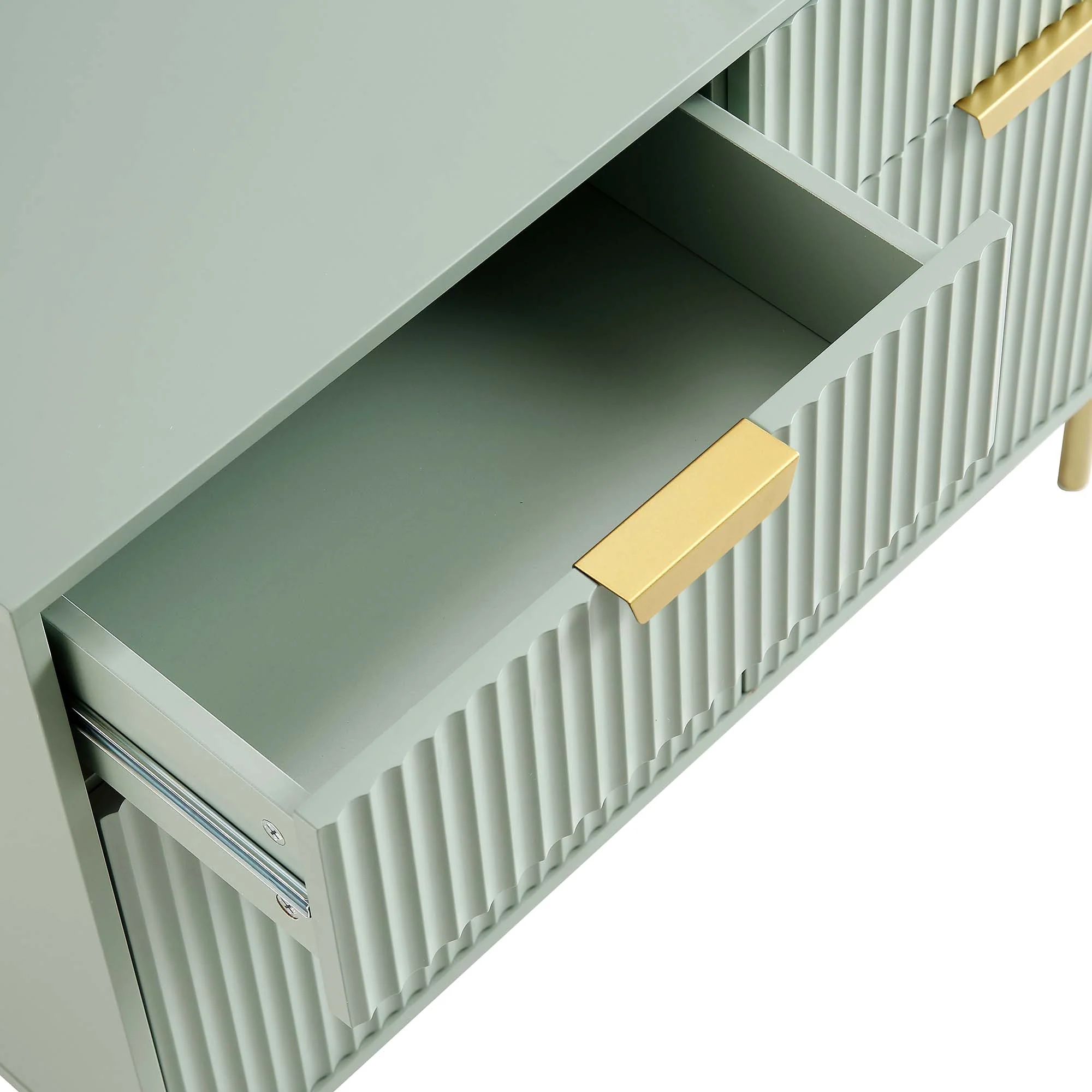 Richmond Ridged 2-Door Cabinet with Drawers, Matte Sage Green - Image 11