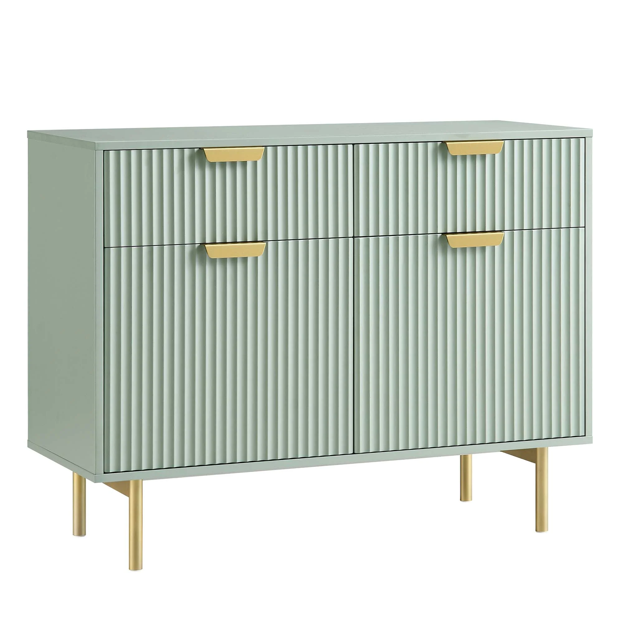 Richmond Ridged 2-Door Cabinet with Drawers, Matte Sage Green - Image 5