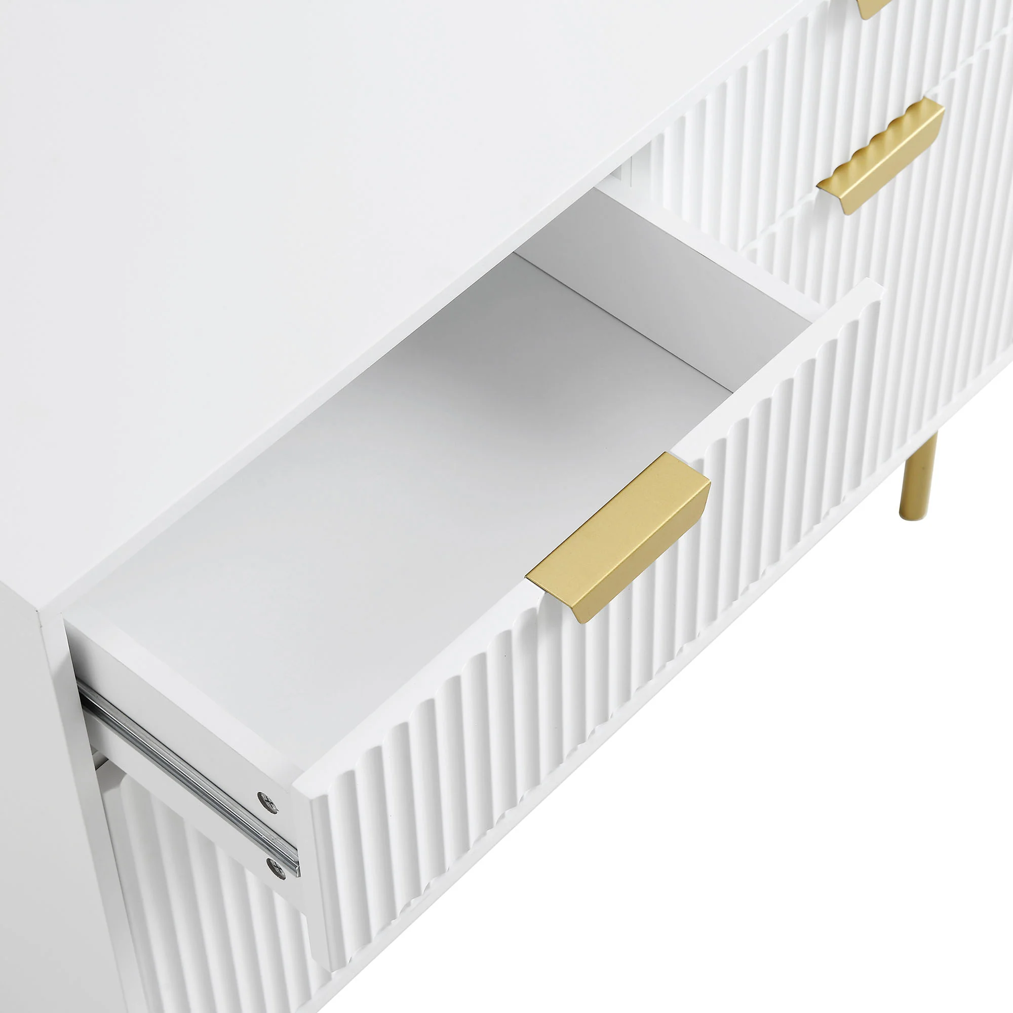Richmond Ridged 2-Door Cabinet with Drawers, Matte White - Image 10