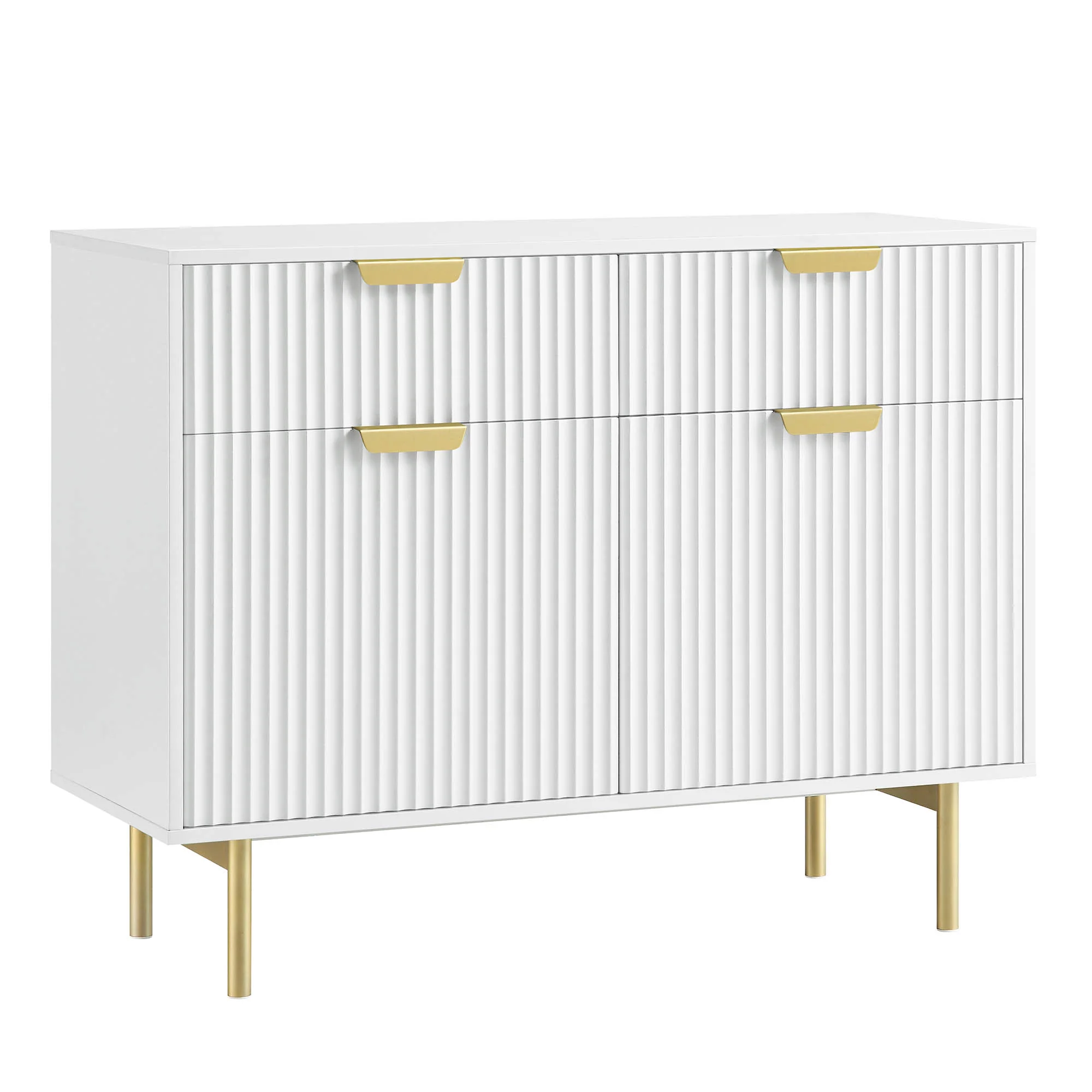 Richmond Ridged 2-Door Cabinet with Drawers, Matte White - Image 6