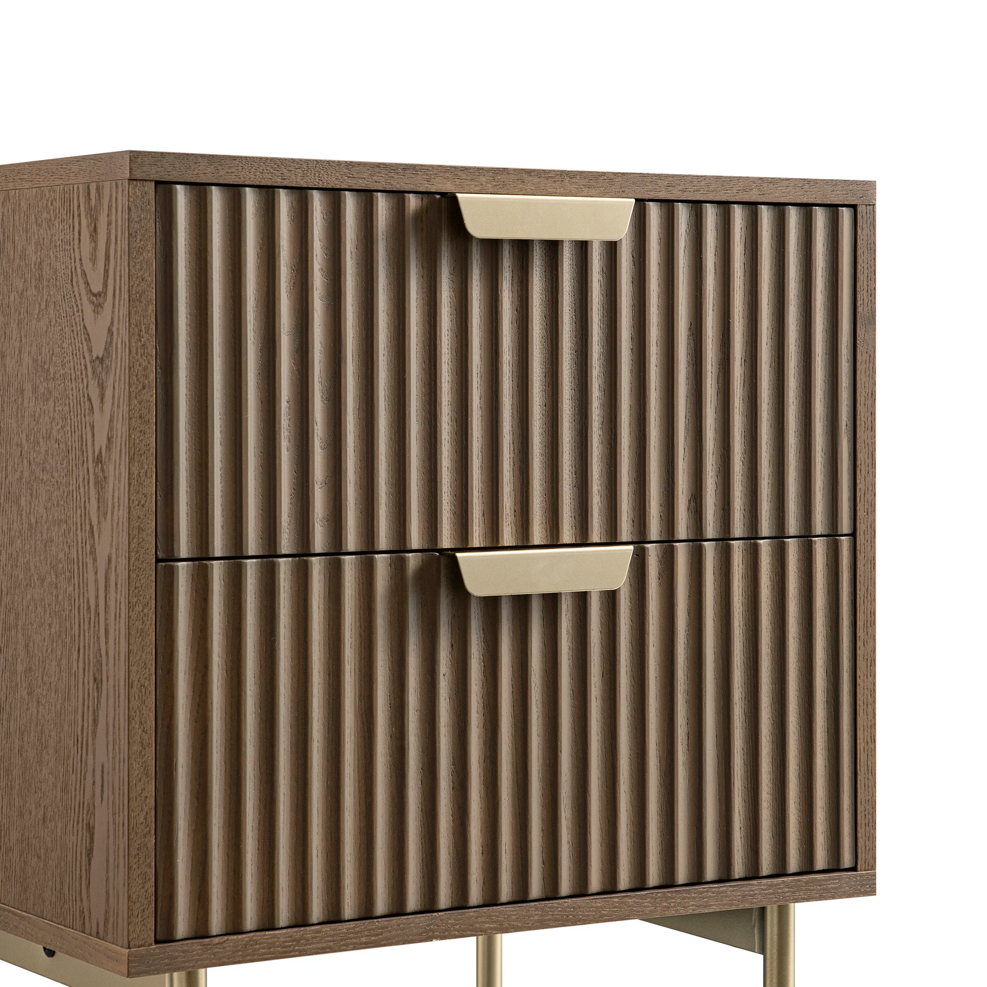 Richmond Ridged 2 Drawer Bedside Table, Dark Ash - Image 12