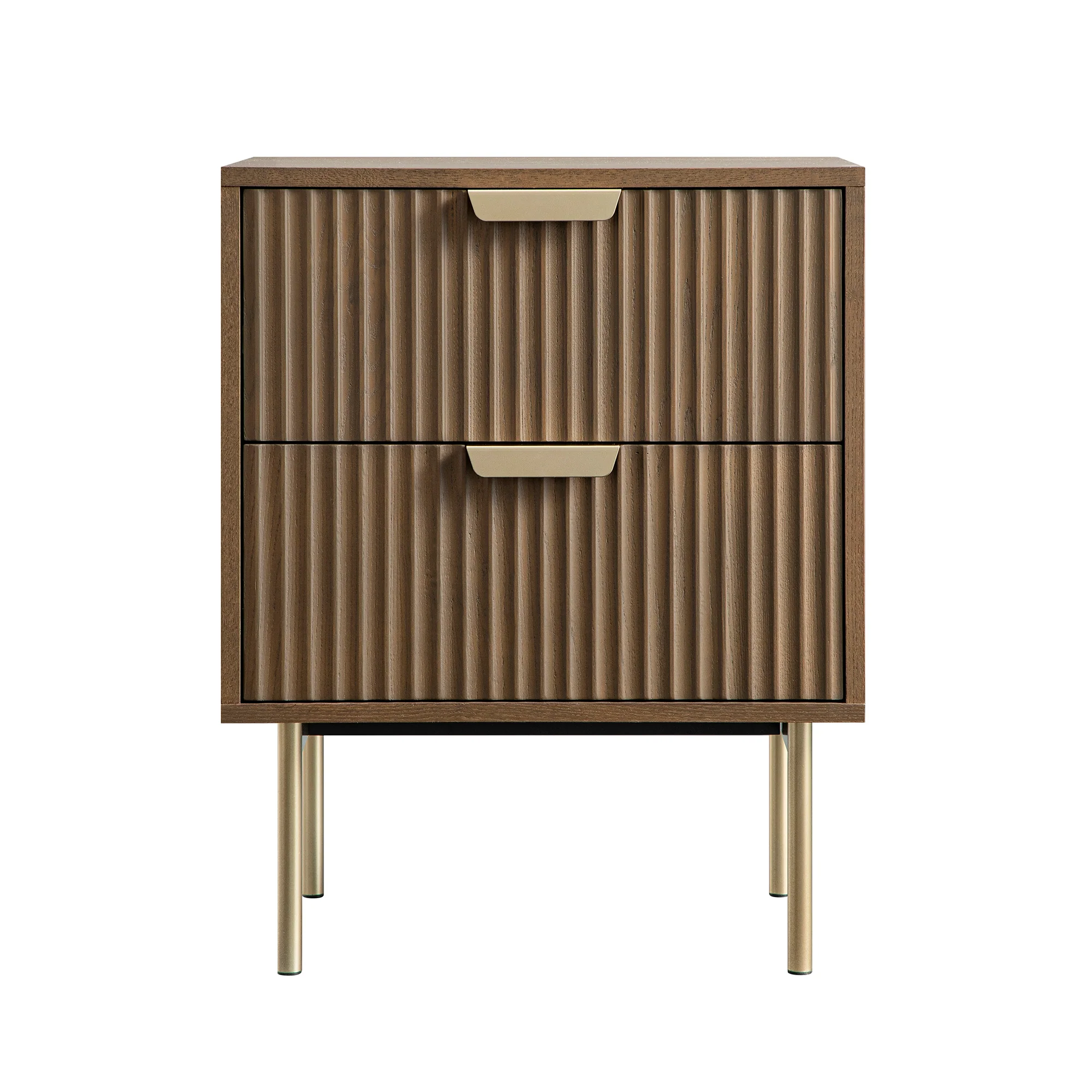 Richmond Ridged 2 Drawer Bedside Table, Dark Ash - Image 6