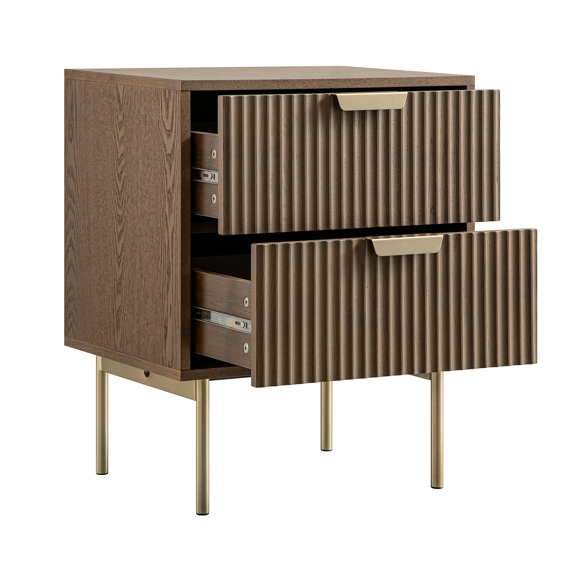 Richmond Ridged 2 Drawer Bedside Table, Dark Ash - Image 9