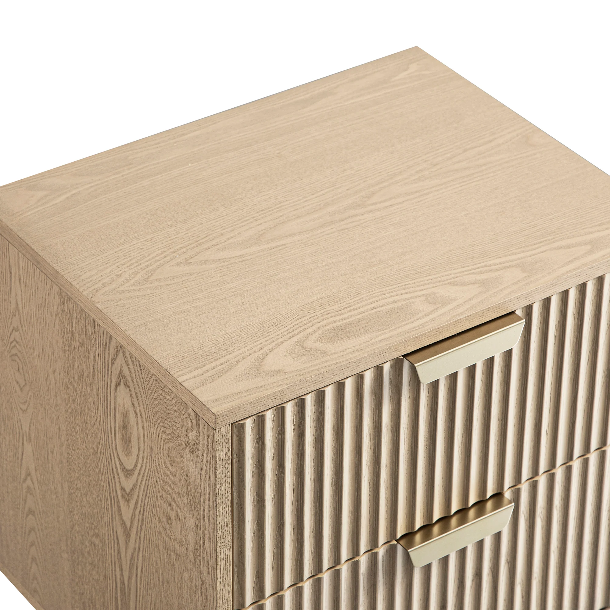 Richmond Ridged 2 Drawer Bedside Table, Light Ash - Image 15