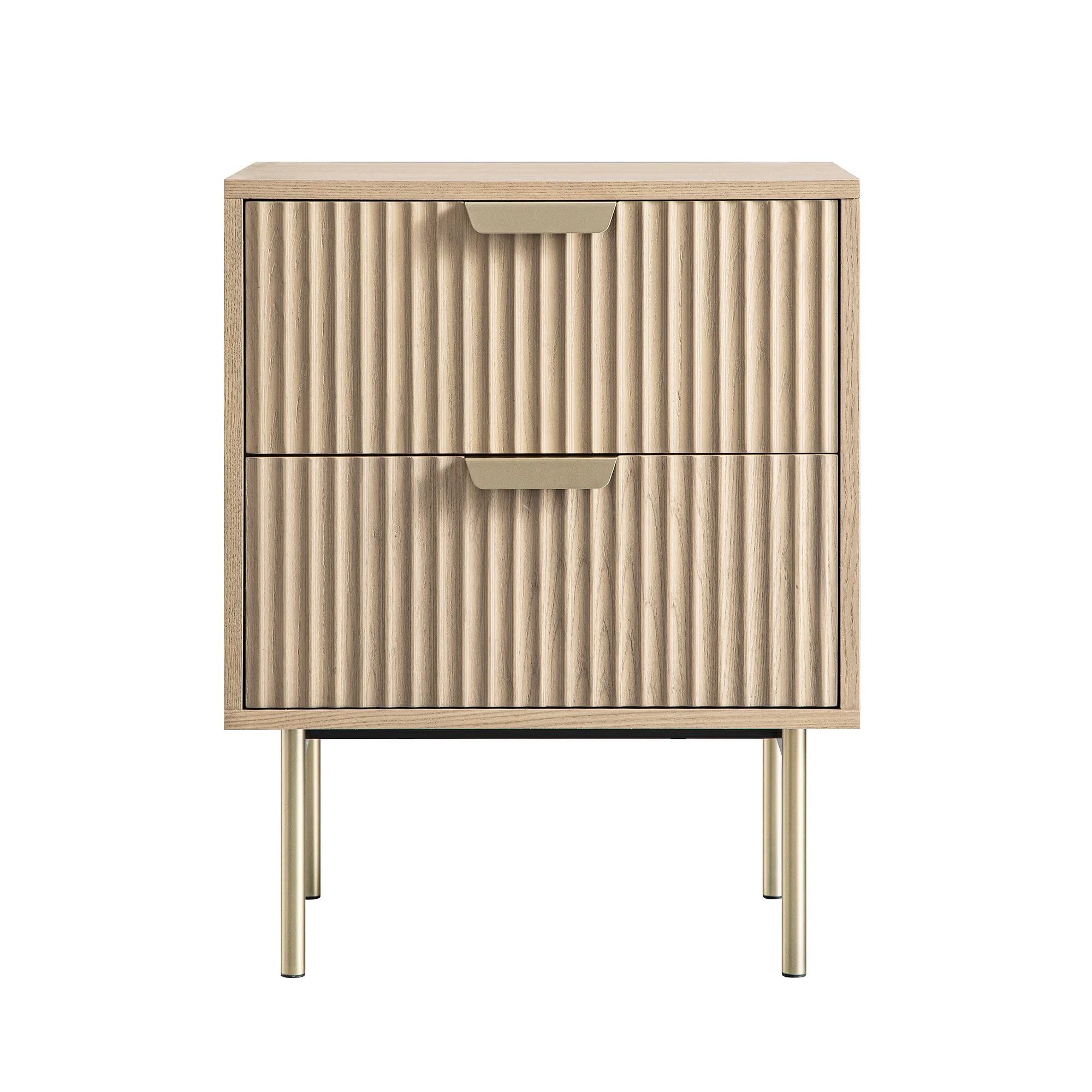 Richmond Ridged 2 Drawer Bedside Table, Light Ash - Image 7