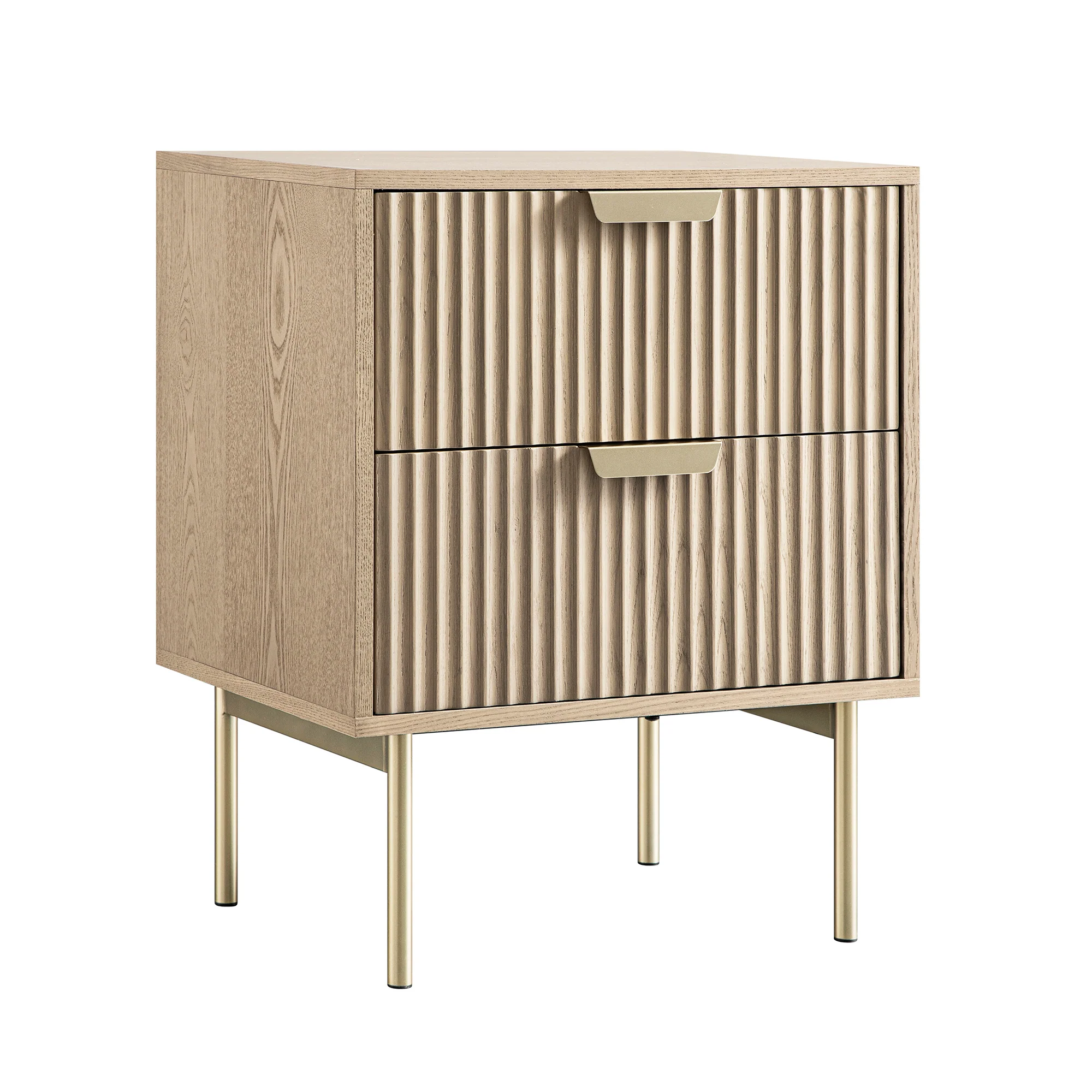Richmond Ridged 2 Drawer Bedside Table, Light Ash - Image 8