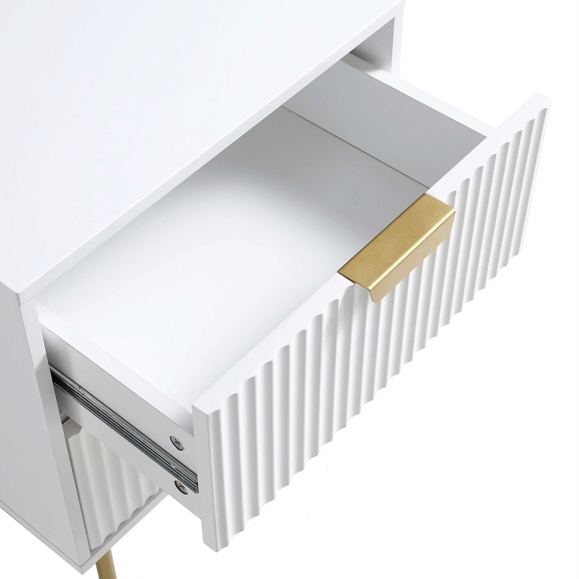 Richmond Ridged 2 Drawer Bedside Table, Matte White - Image 10
