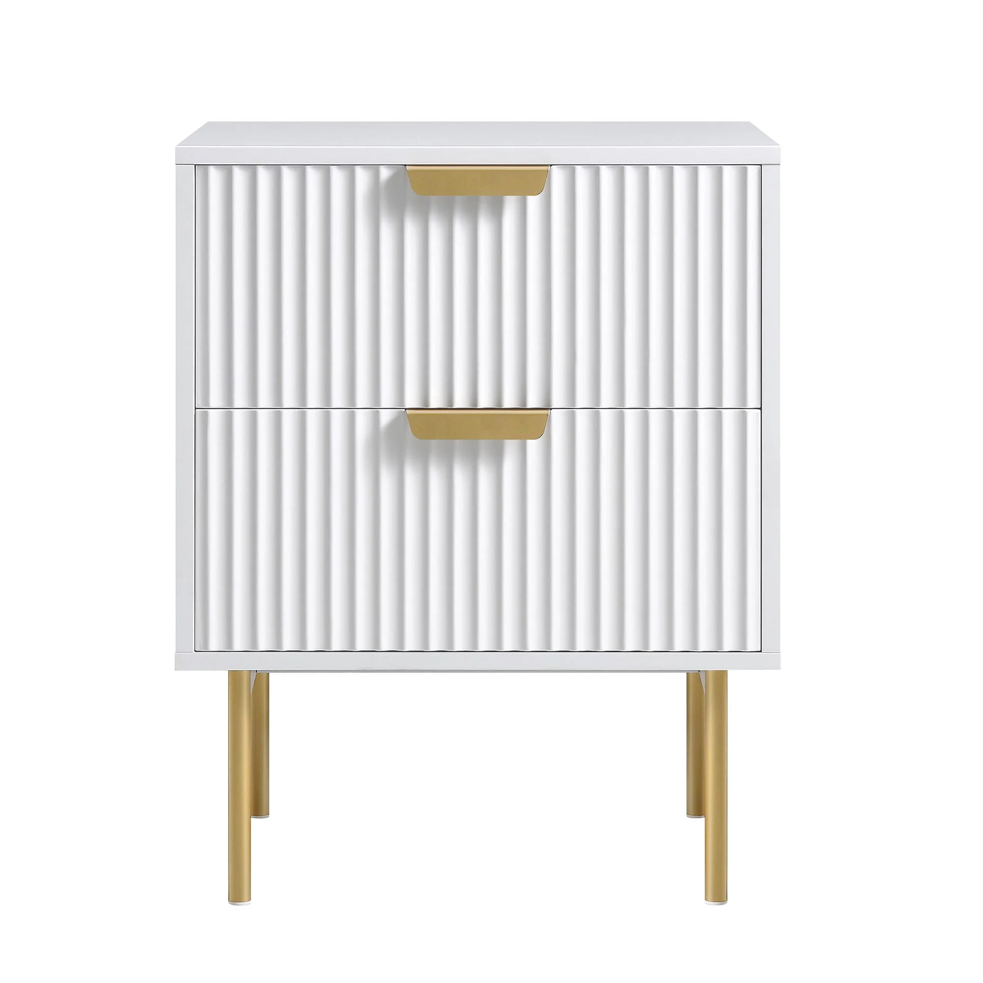 Richmond Ridged 2 Drawer Bedside Table, Matte White - Image 3