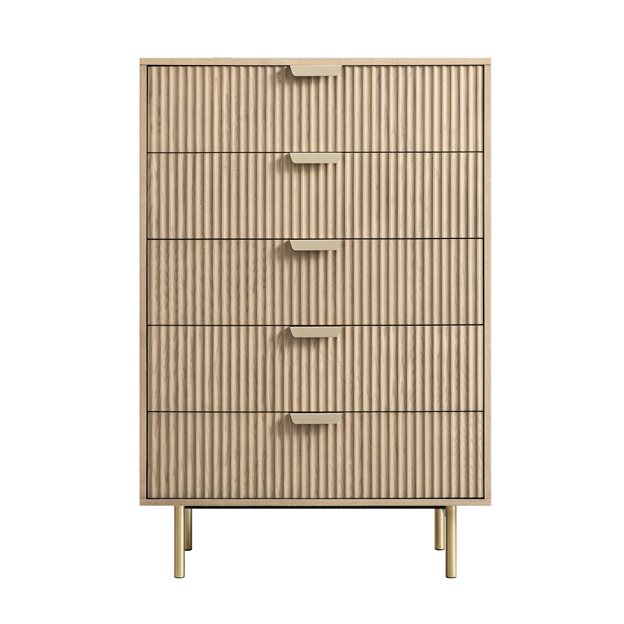 Richmond Ridged Chest of 5 Drawers, Light Ash - Image 6