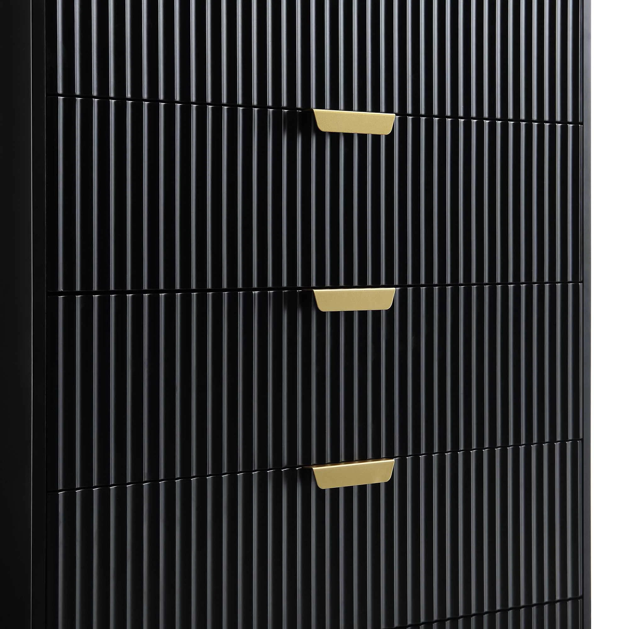Richmond Ridged Chest of 5 Drawers, Matte Black - Image 10