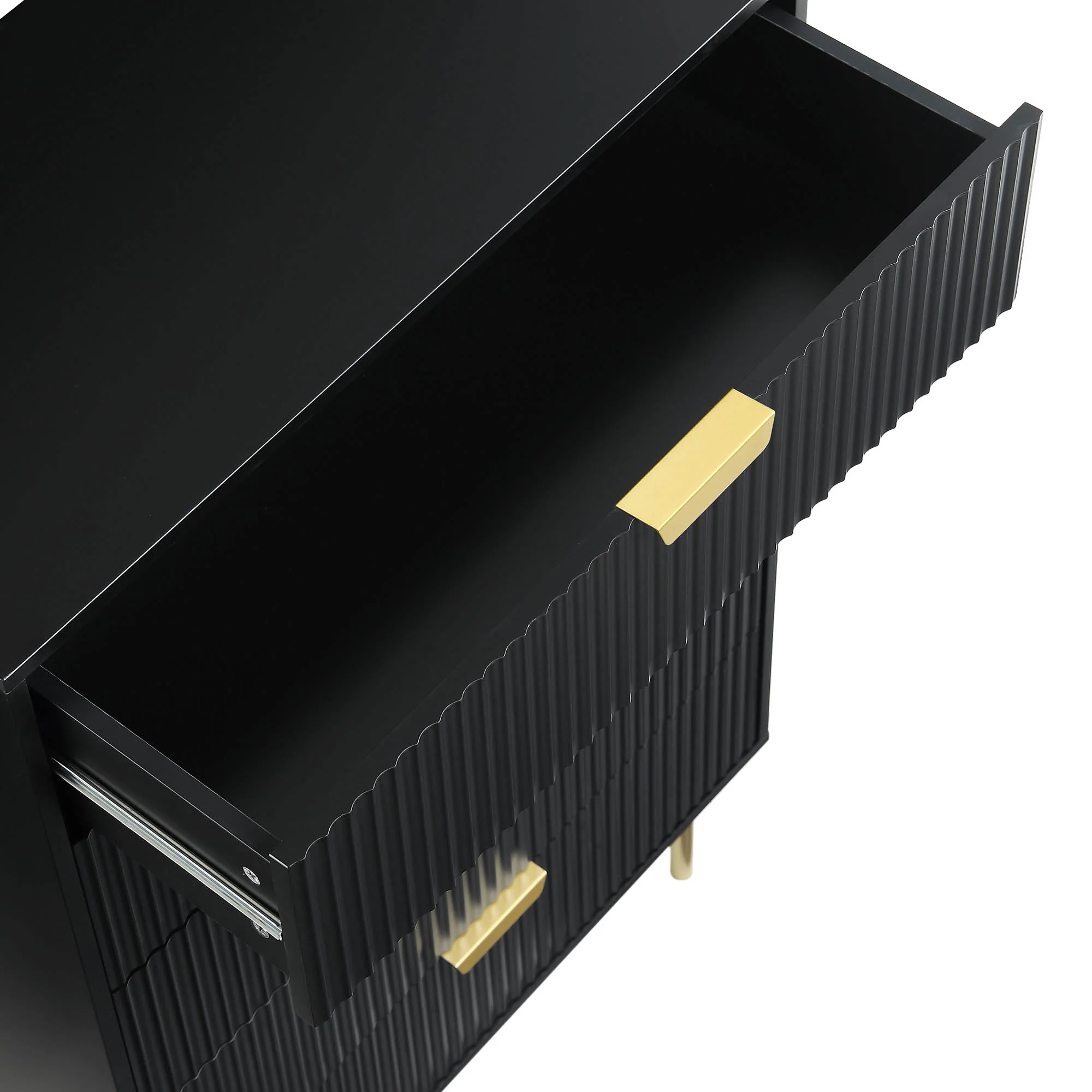 Richmond Ridged Chest of 5 Drawers, Matte Black - Image 9