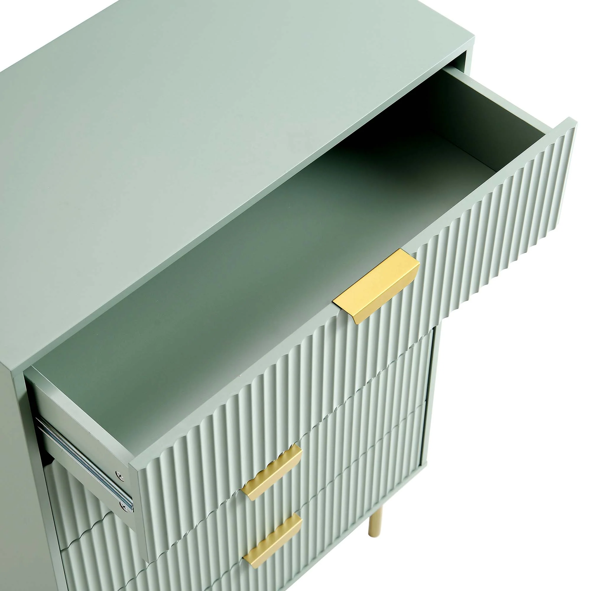Richmond Ridged Chest of 5 Drawers, Matte Sage Green - Image 10
