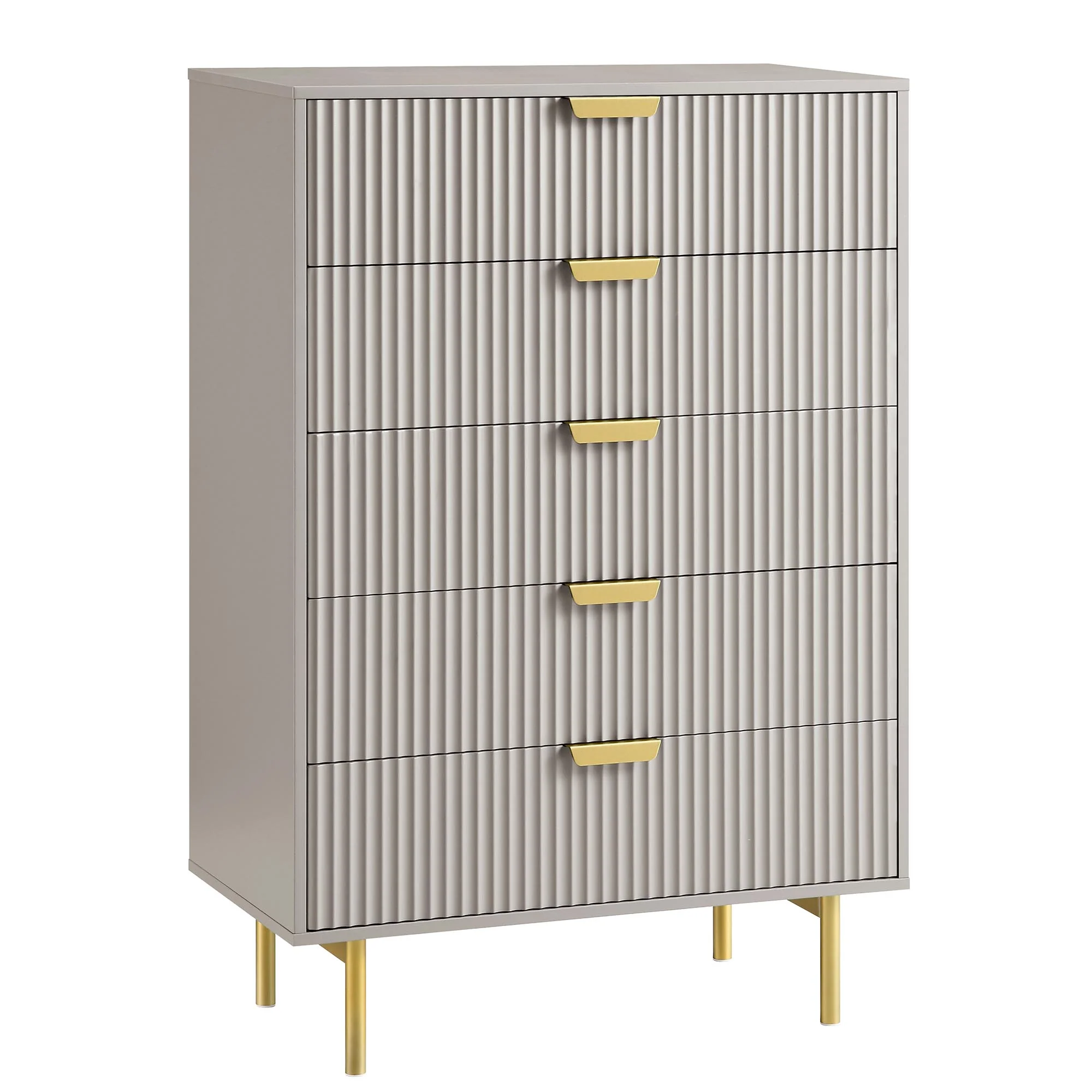 Richmond Ridged Chest of 5 Drawers, Matte Taupe - Image 4