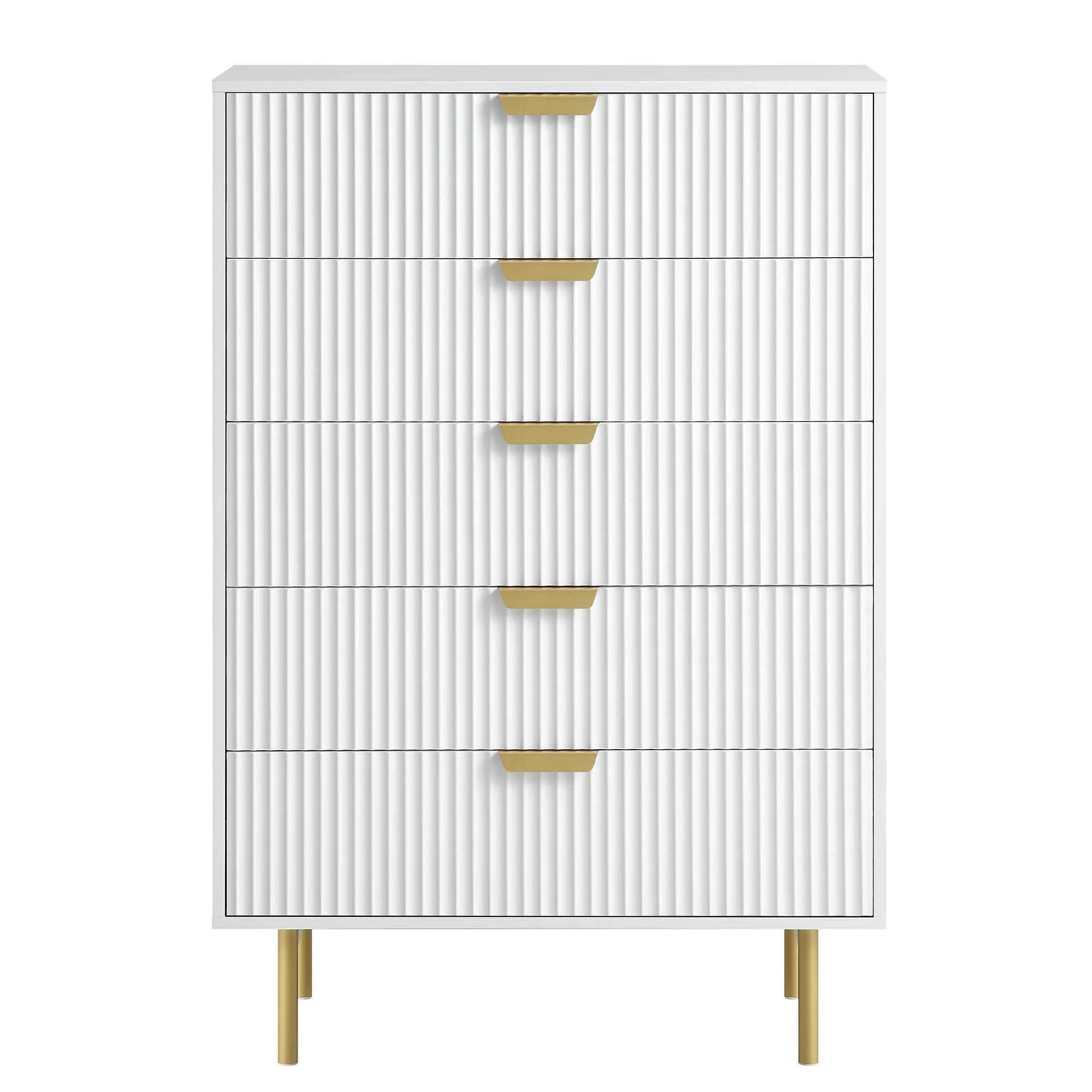 Richmond Ridged Chest of 5 Drawers, Matte White - Image 4