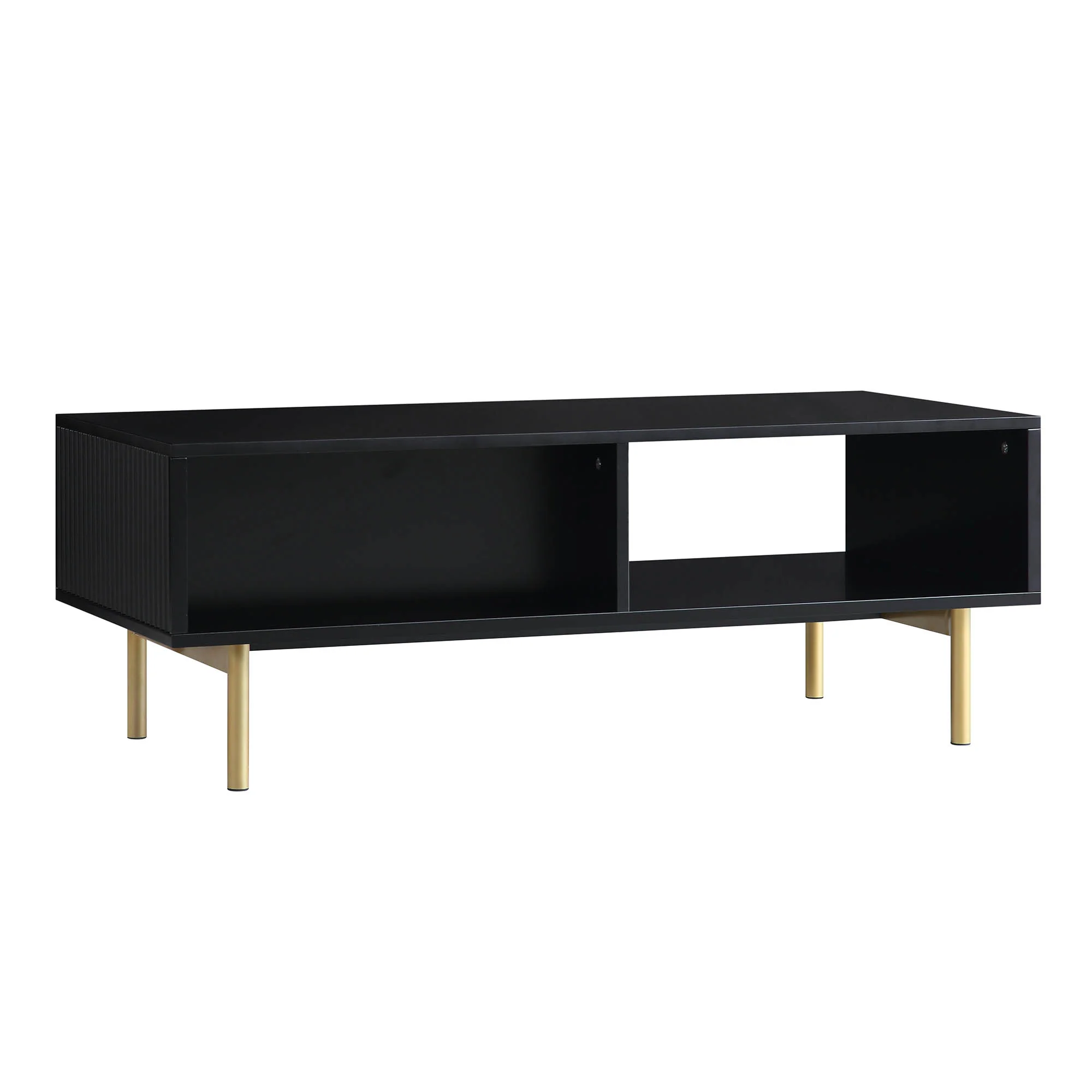 Richmond Ridged Coffee Table with Drawer, Matte Black - Image 11