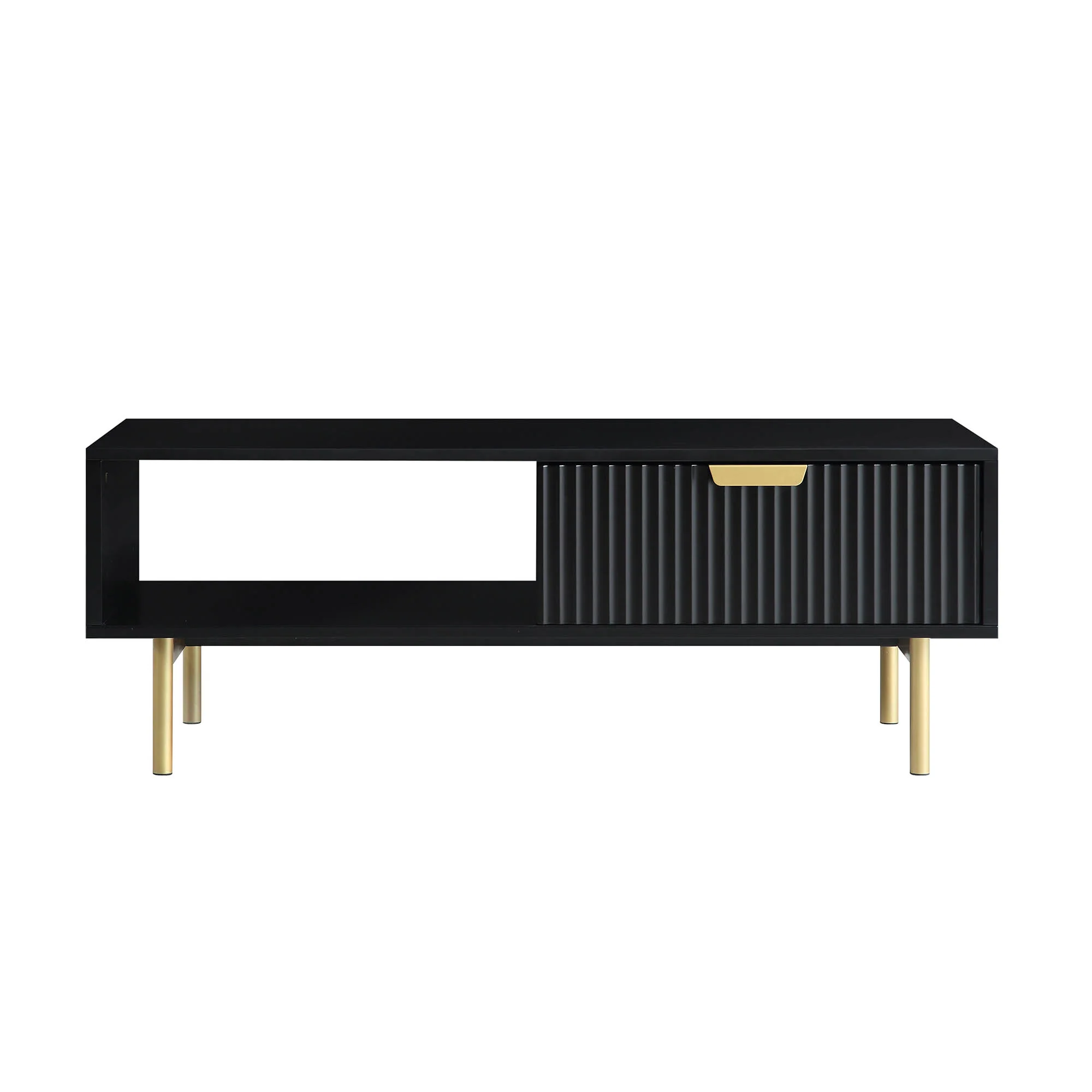 Richmond Ridged Coffee Table with Drawer, Matte Black - Image 6