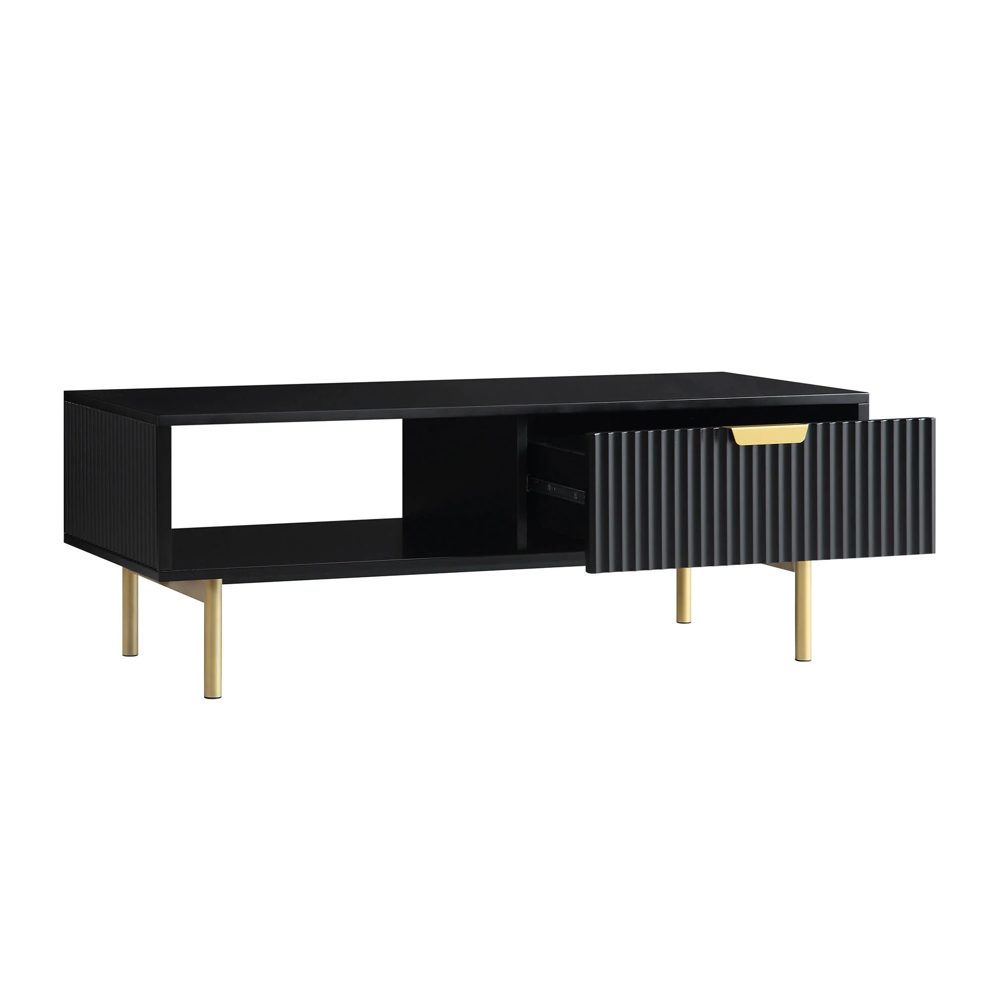 Richmond Ridged Coffee Table with Drawer, Matte Black - Image 8