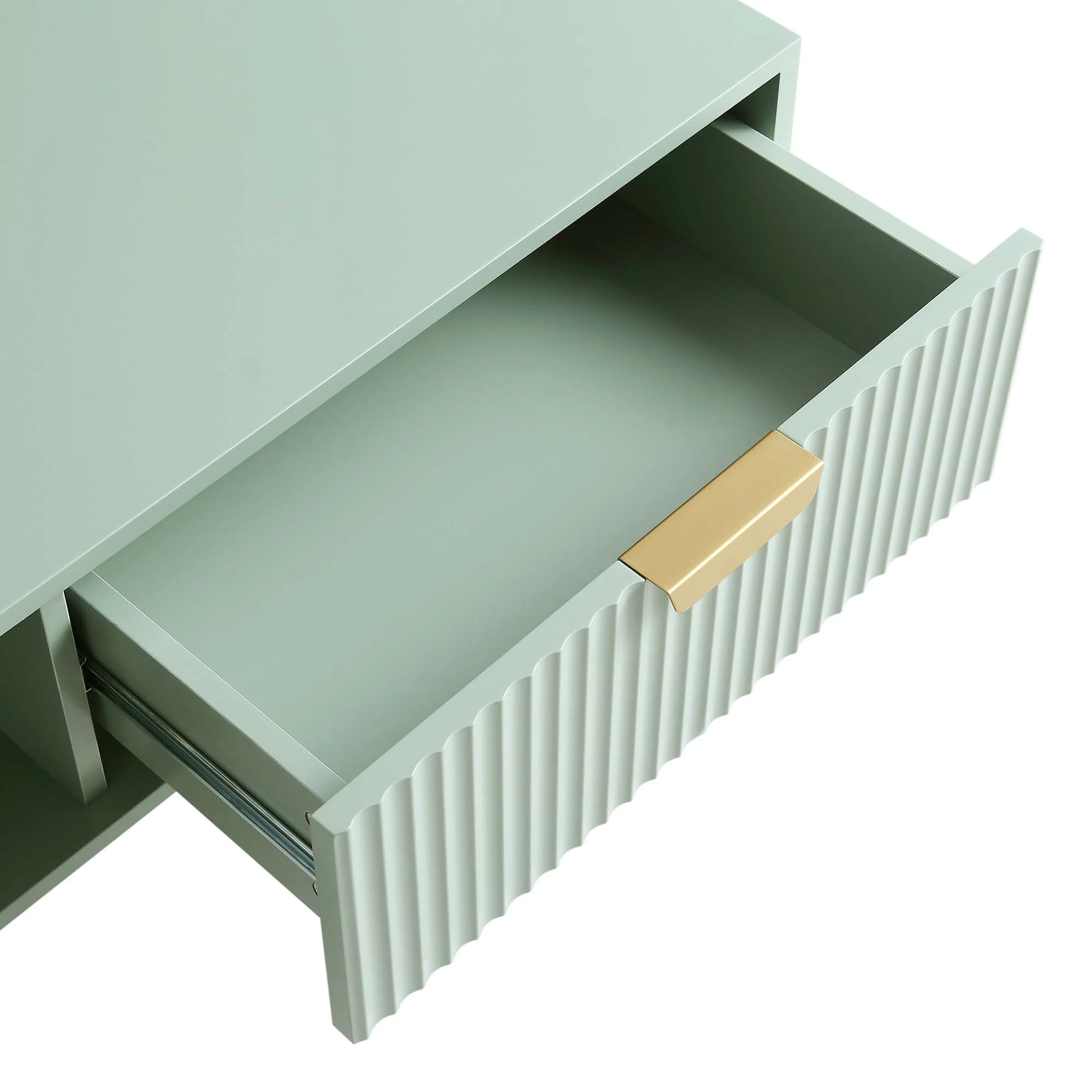 Richmond Ridged Coffee Table with Drawer, Matte Sage Green - Image 12