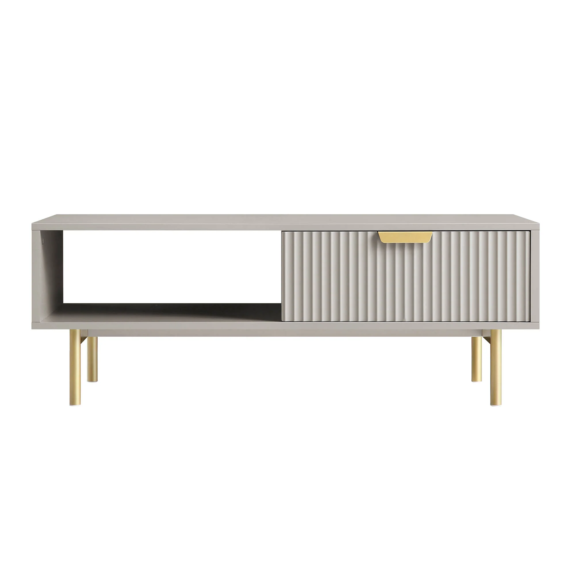 Richmond Ridged Coffee Table with Drawer, Matte Taupe - Image 4