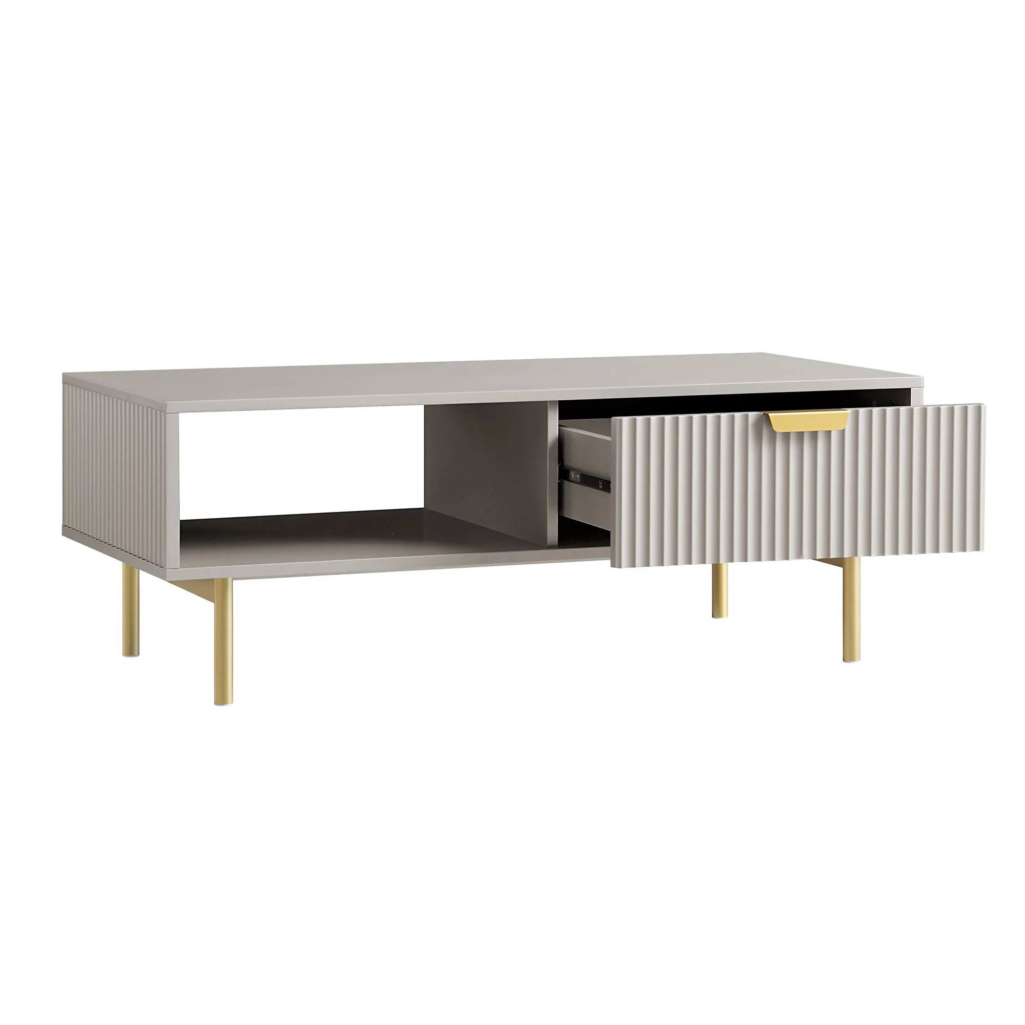 Richmond Ridged Coffee Table with Drawer, Matte Taupe - Image 7
