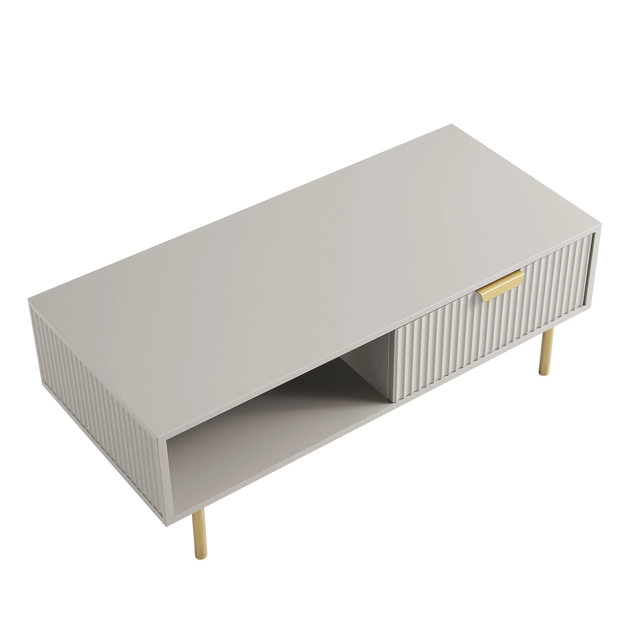Richmond Ridged Coffee Table with Drawer, Matte Taupe - Image 8
