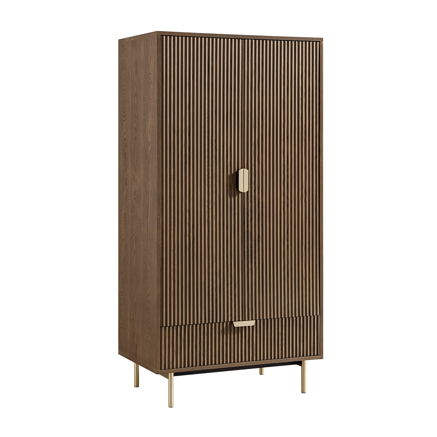 Richmond Ridged Double Wardrobe with Drawer, Dark Ash - Image 8