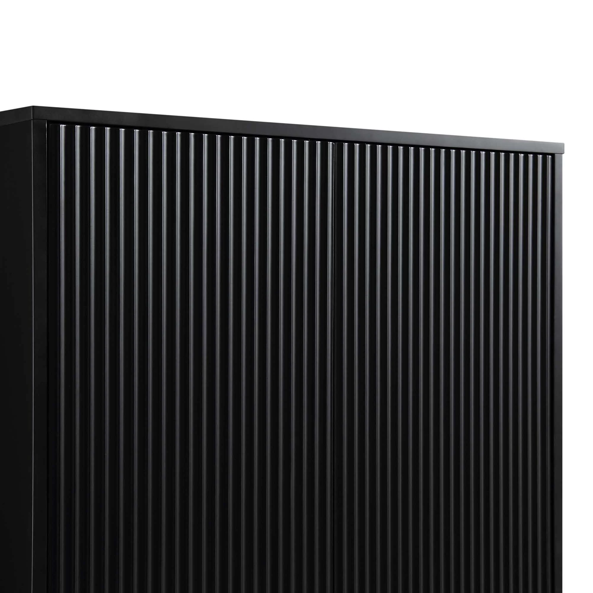 Richmond Ridged Double Wardrobe with Drawer, Matte Black - Image 10