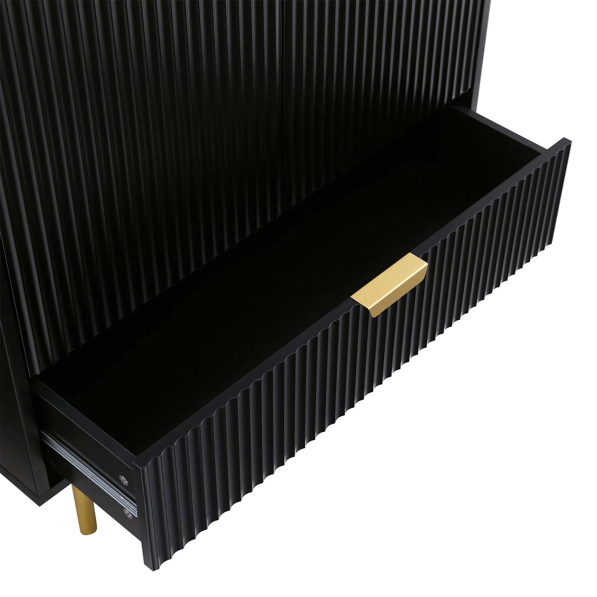 Richmond Ridged Double Wardrobe with Drawer, Matte Black - Image 11