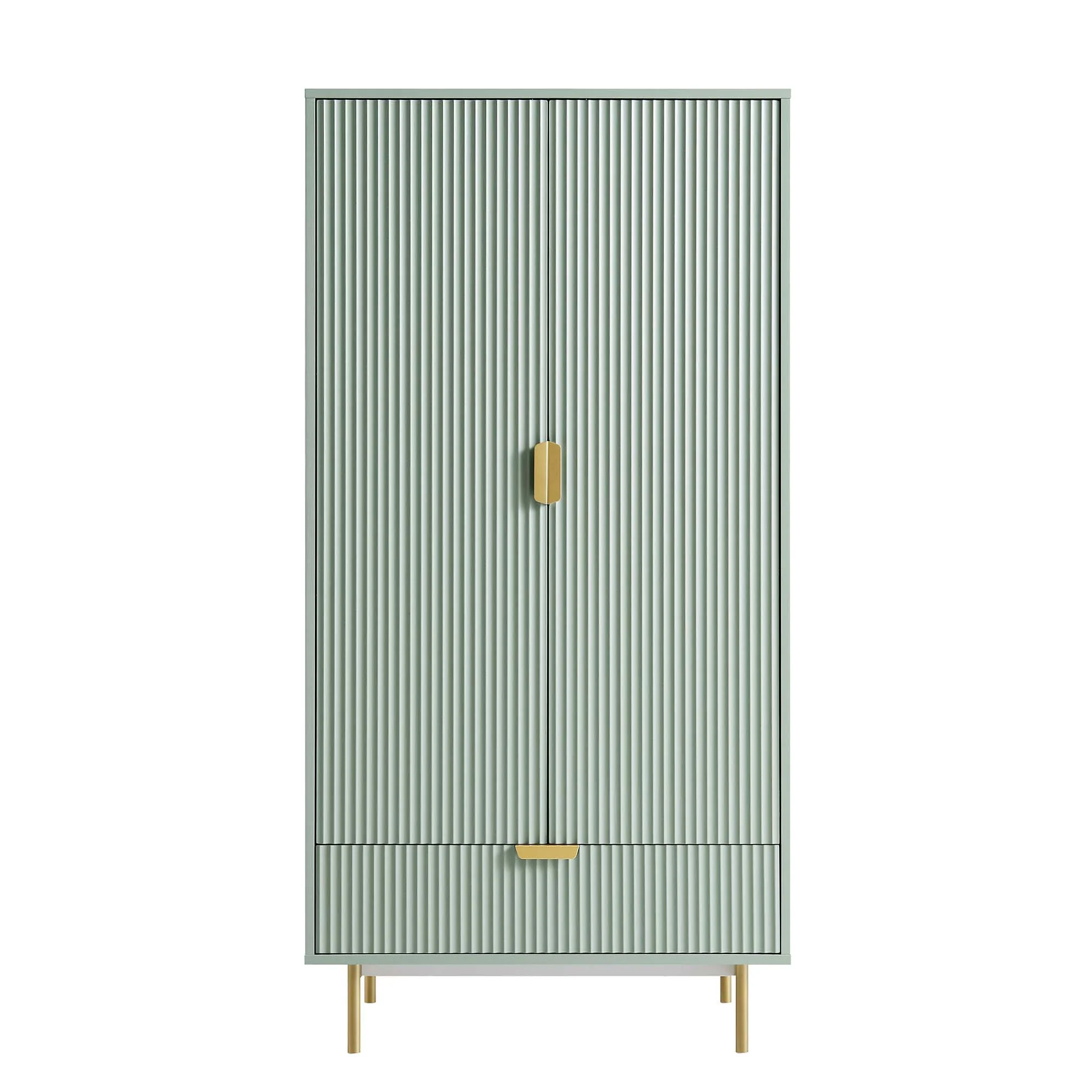 Richmond Ridged Double Wardrobe with Drawer, Matte Sage Green - Image 4