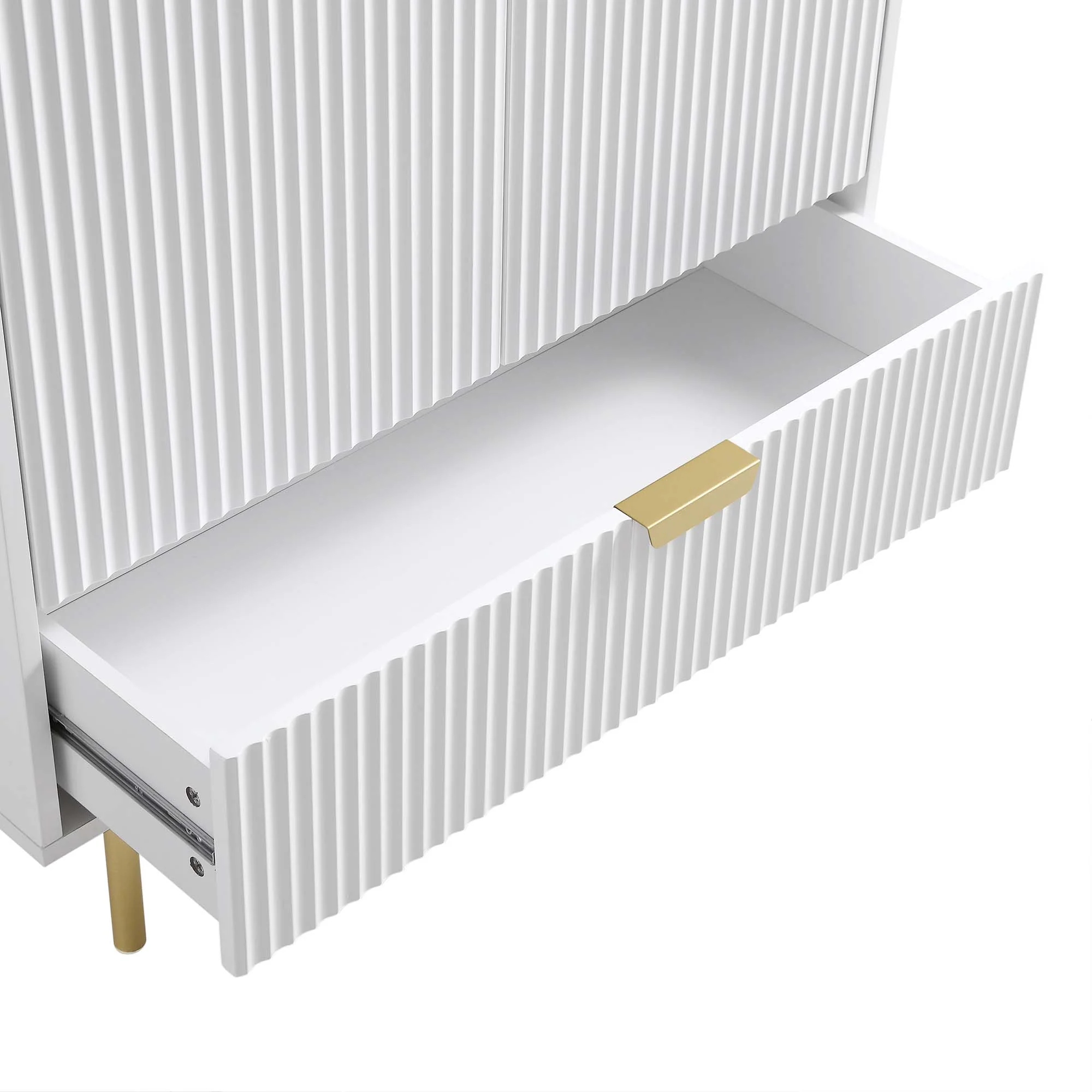 Richmond Ridged Double Wardrobe with Drawer, Matte White - Image 10