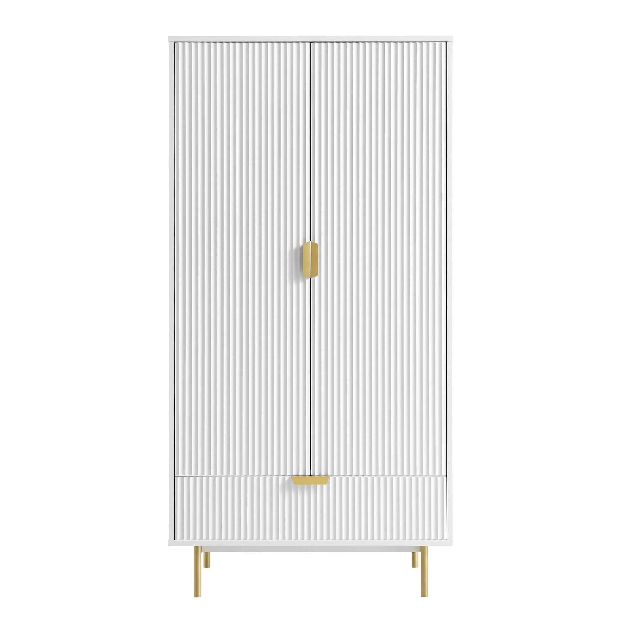 Richmond Ridged Double Wardrobe with Drawer, Matte White - Image 4