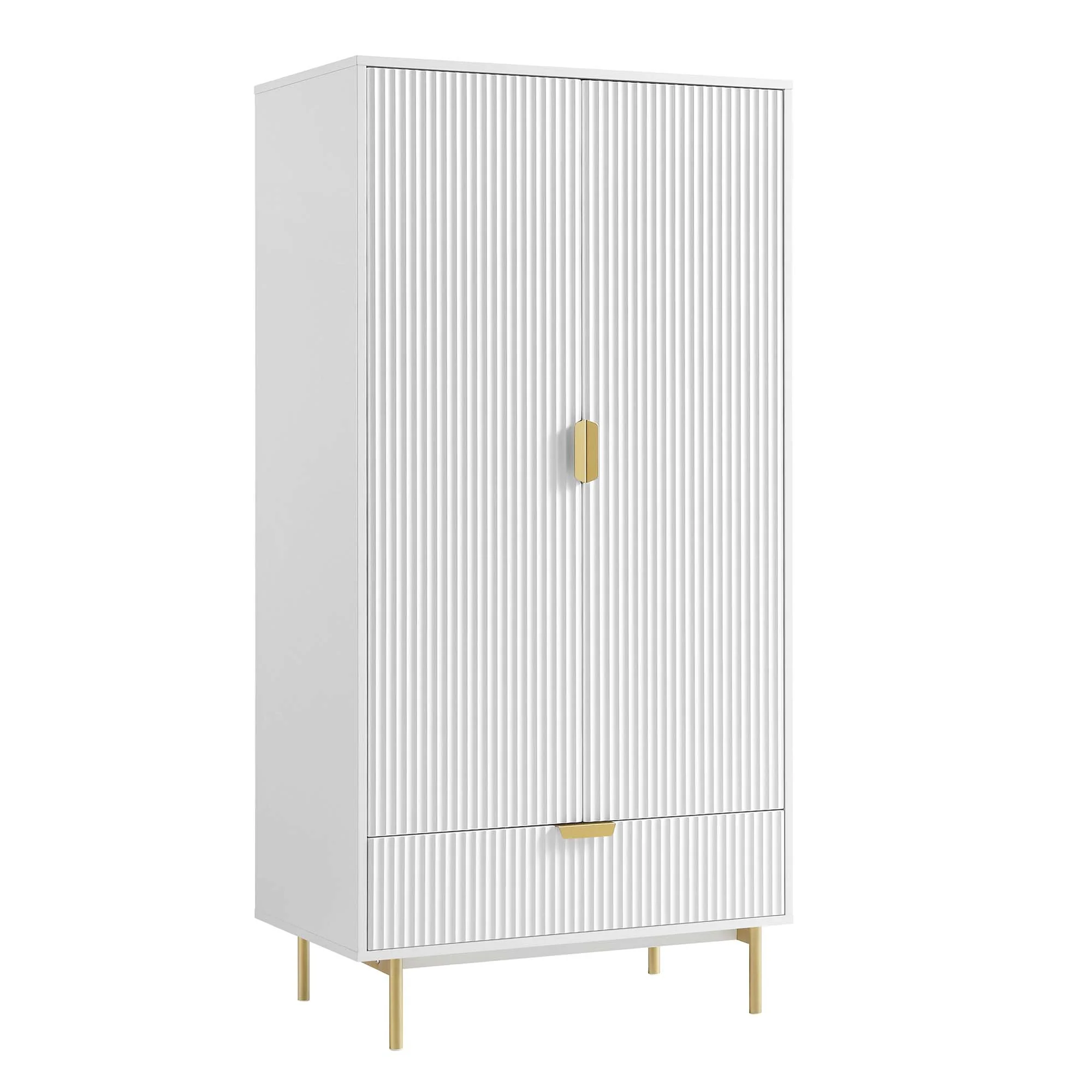 Richmond Ridged Double Wardrobe with Drawer, Matte White - Image 5