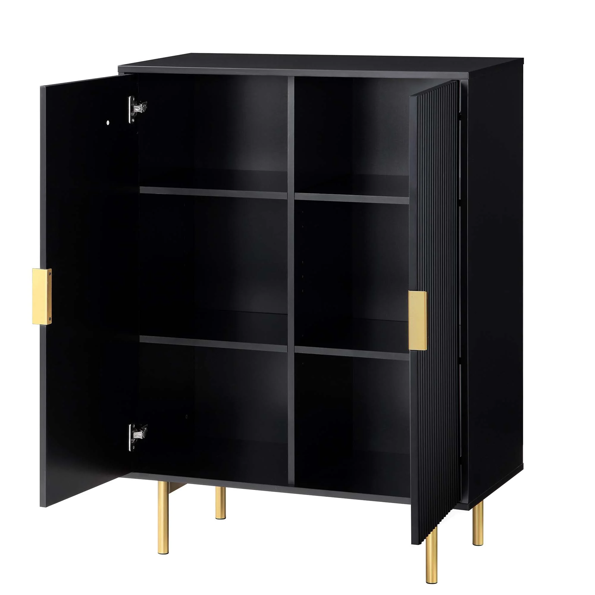Richmond Ridged Highboard Storage Cabinet, Matte Black - Image 6