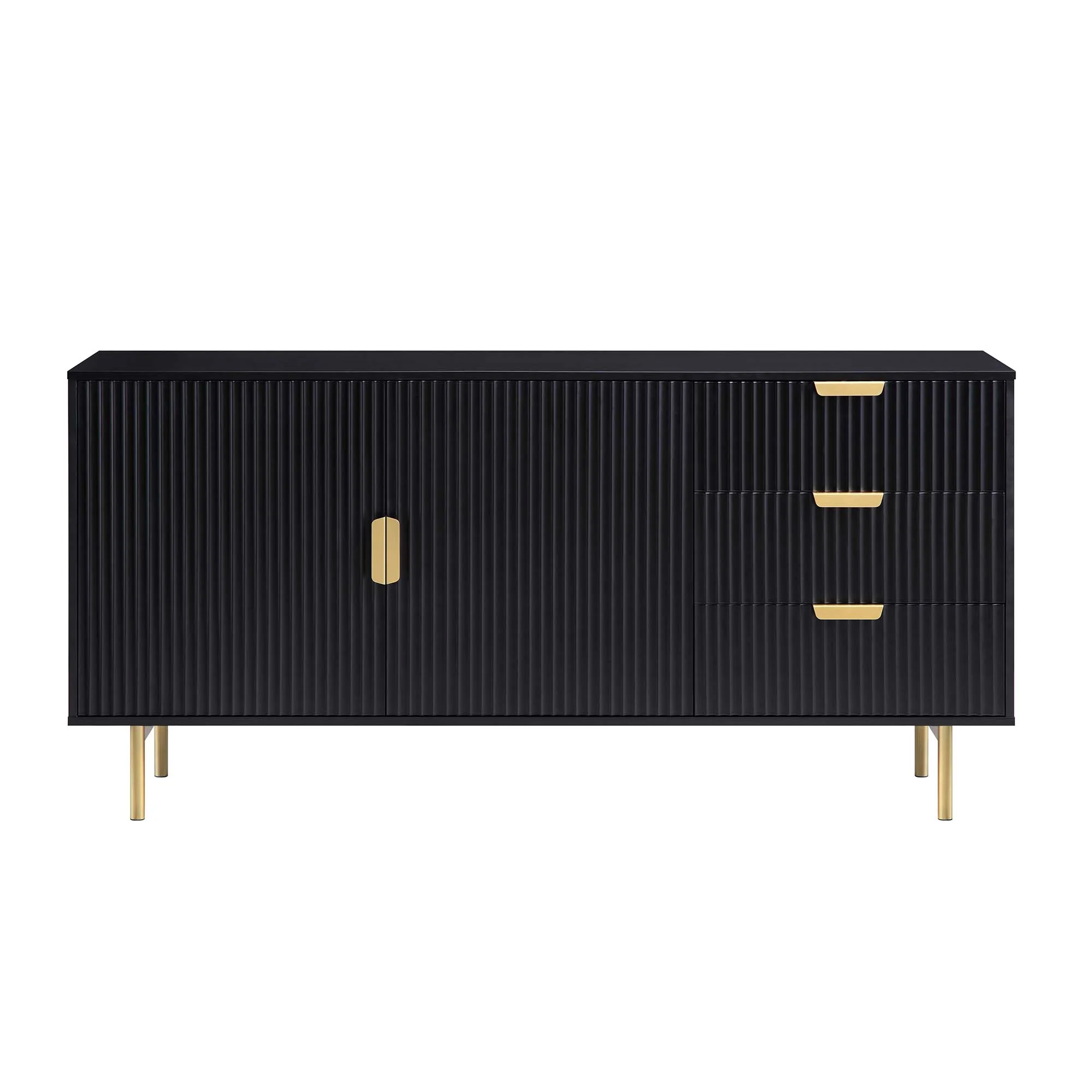 Richmond Ridged Large Sideboard, Matte Black - Image 3