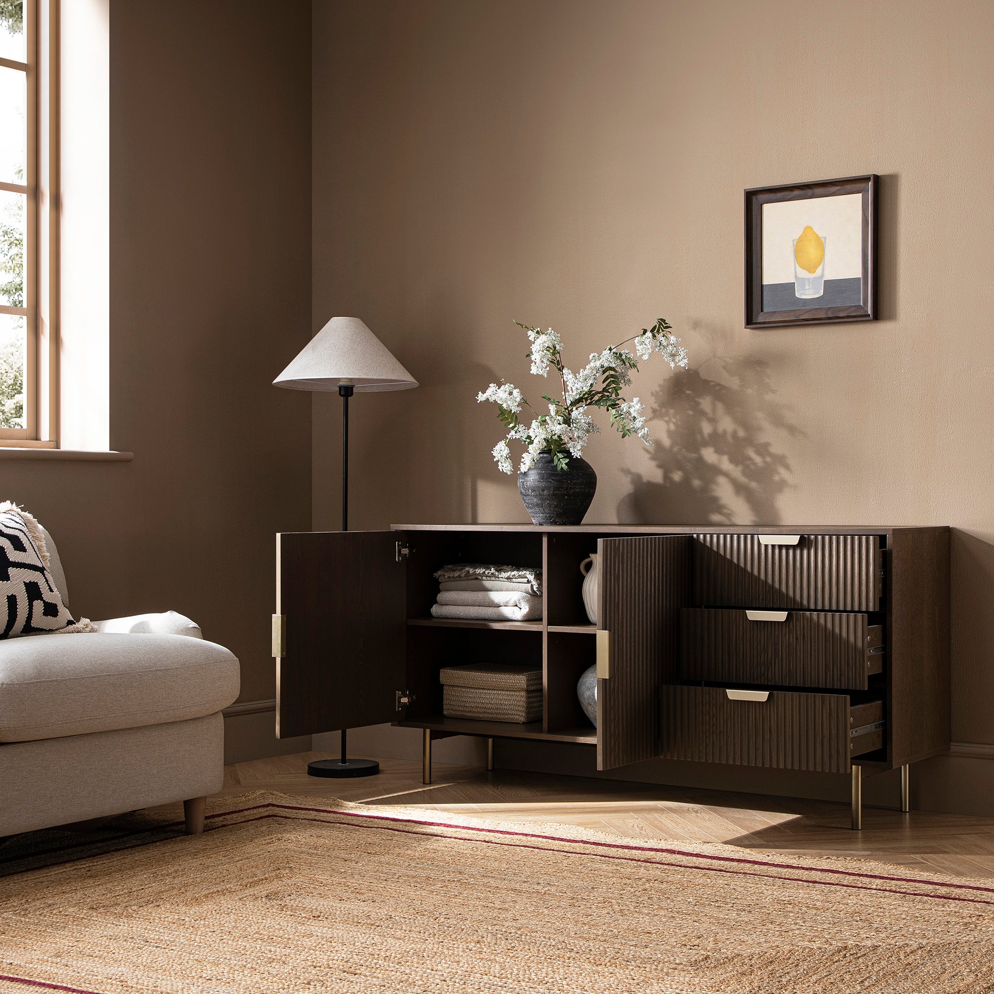 Richmond Ridged Large Sideboard, Dark Ash - Image 3