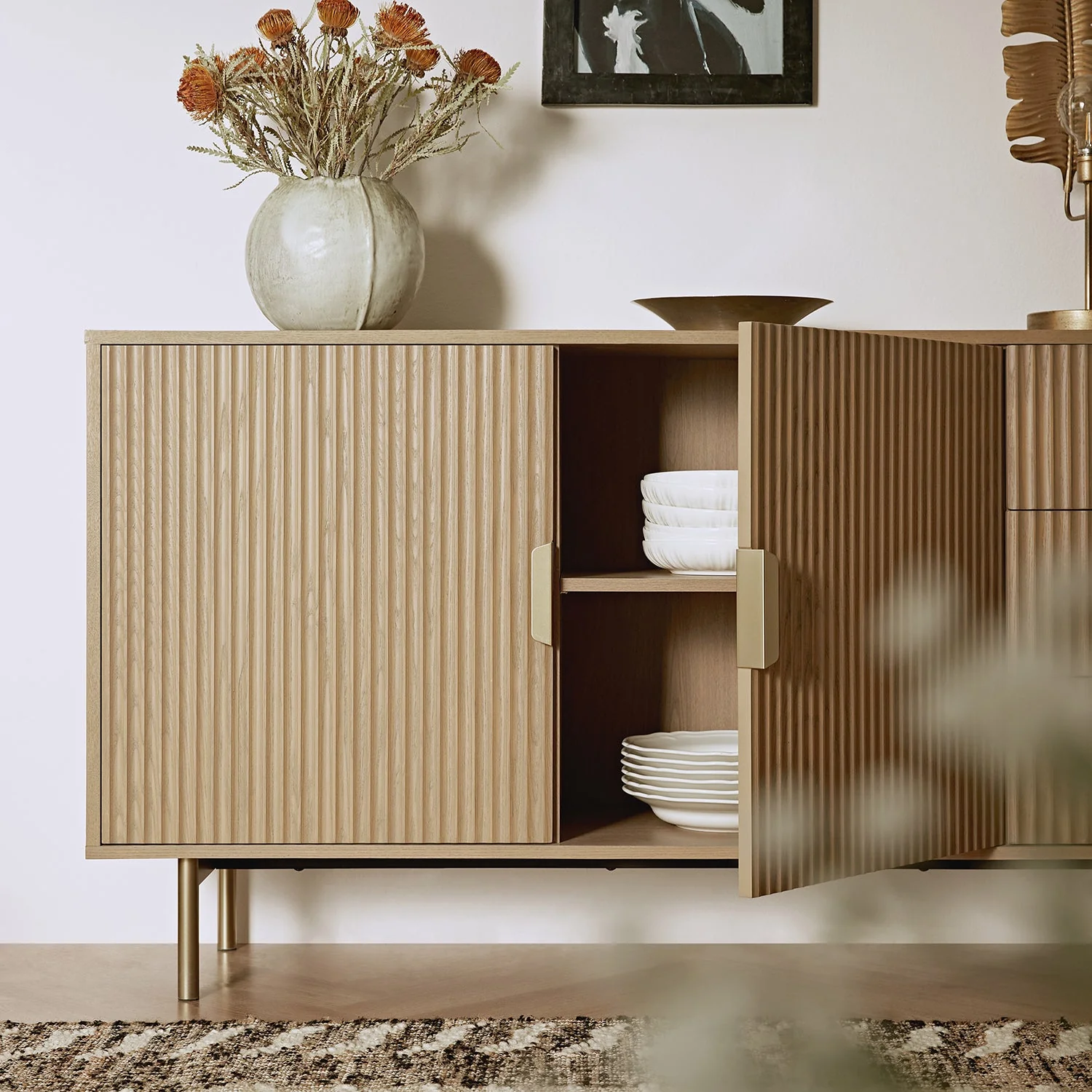 Richmond Ridged Large Sideboard, Light Ash - Image 4