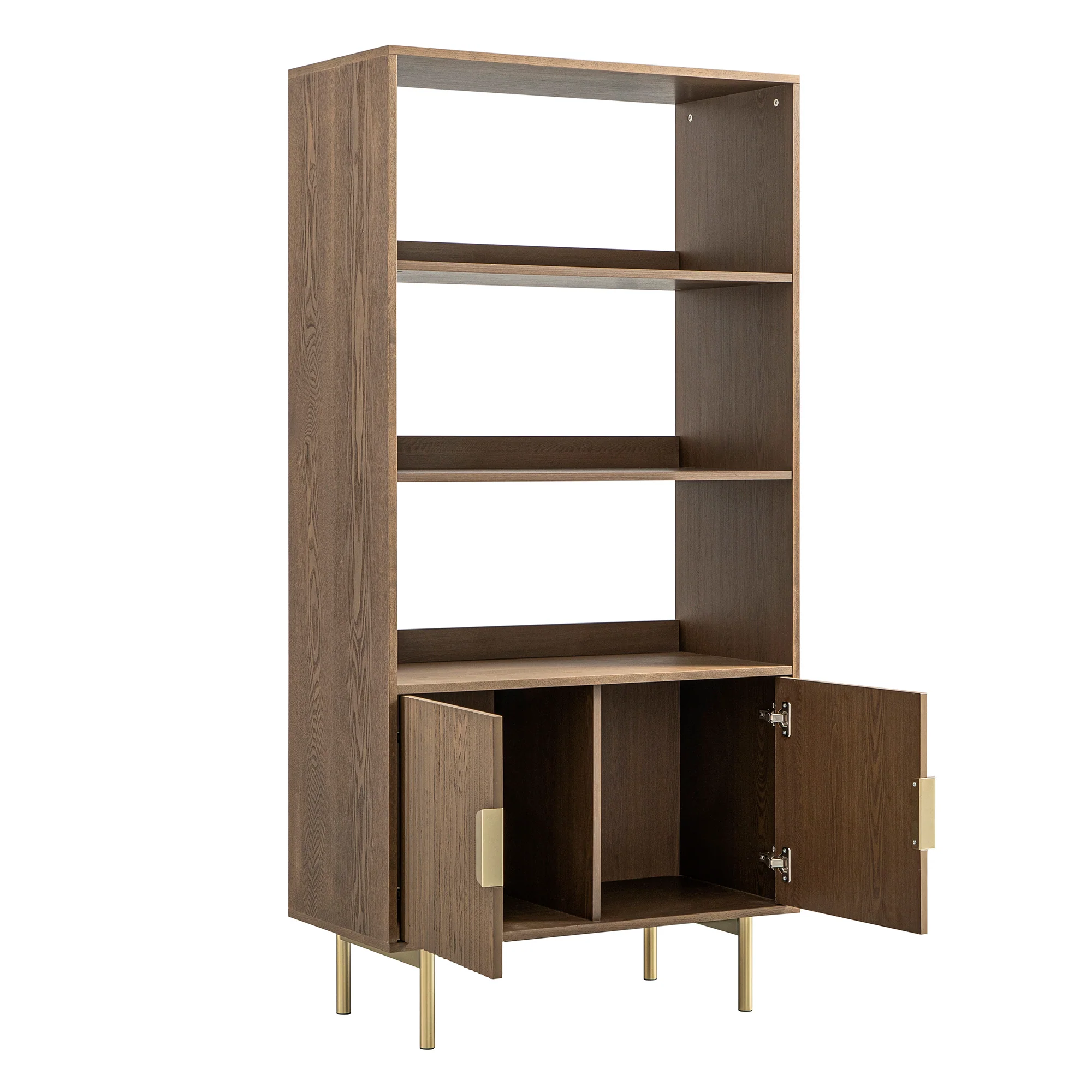 Richmond Ridged Tall Bookcase with Doors, Dark Ash - Image 11