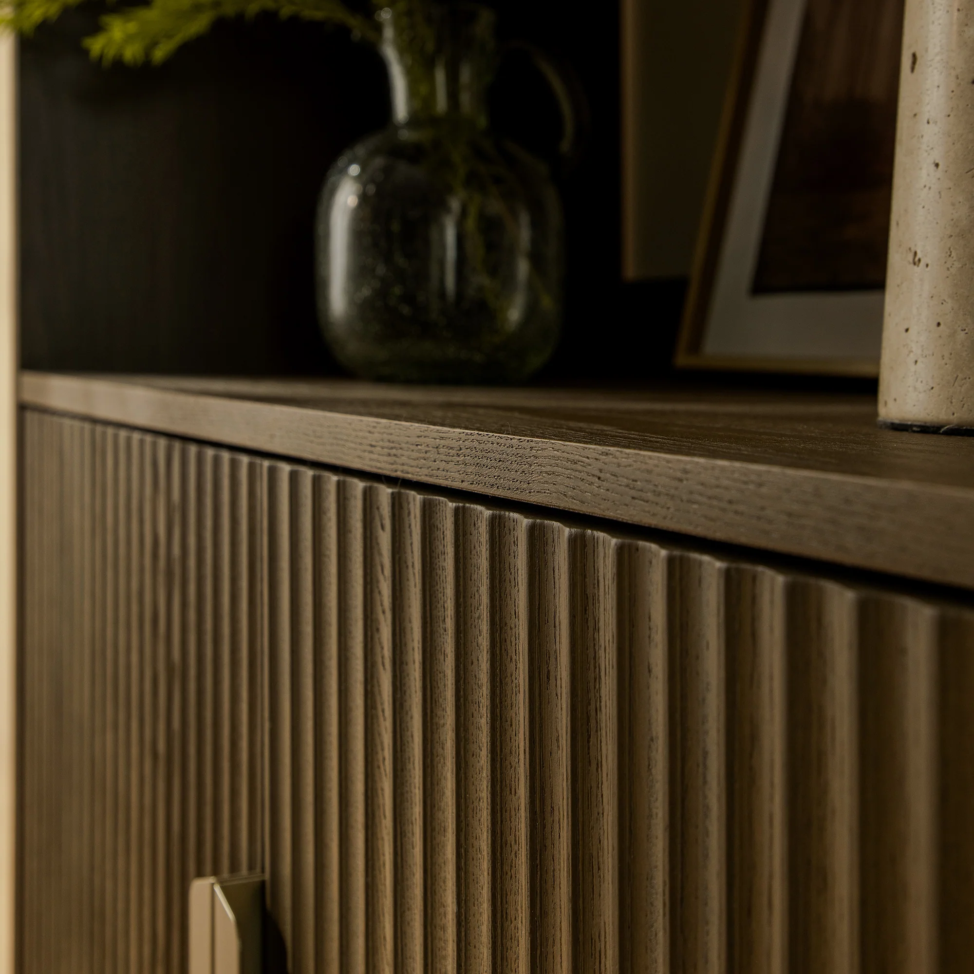 Richmond Ridged Tall Bookcase with Doors, Dark Ash - Image 7
